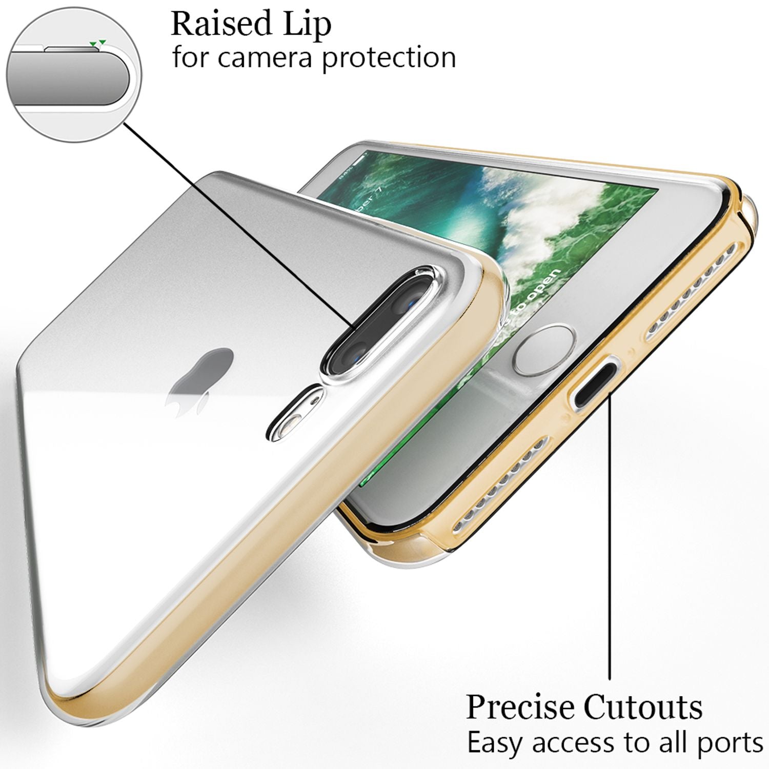 NALIA 360 Grad Handy Hülle für Apple iPhone 8 Plus / 7 Plus, Full Cover Case Transparent NALIA Transparente Hülle