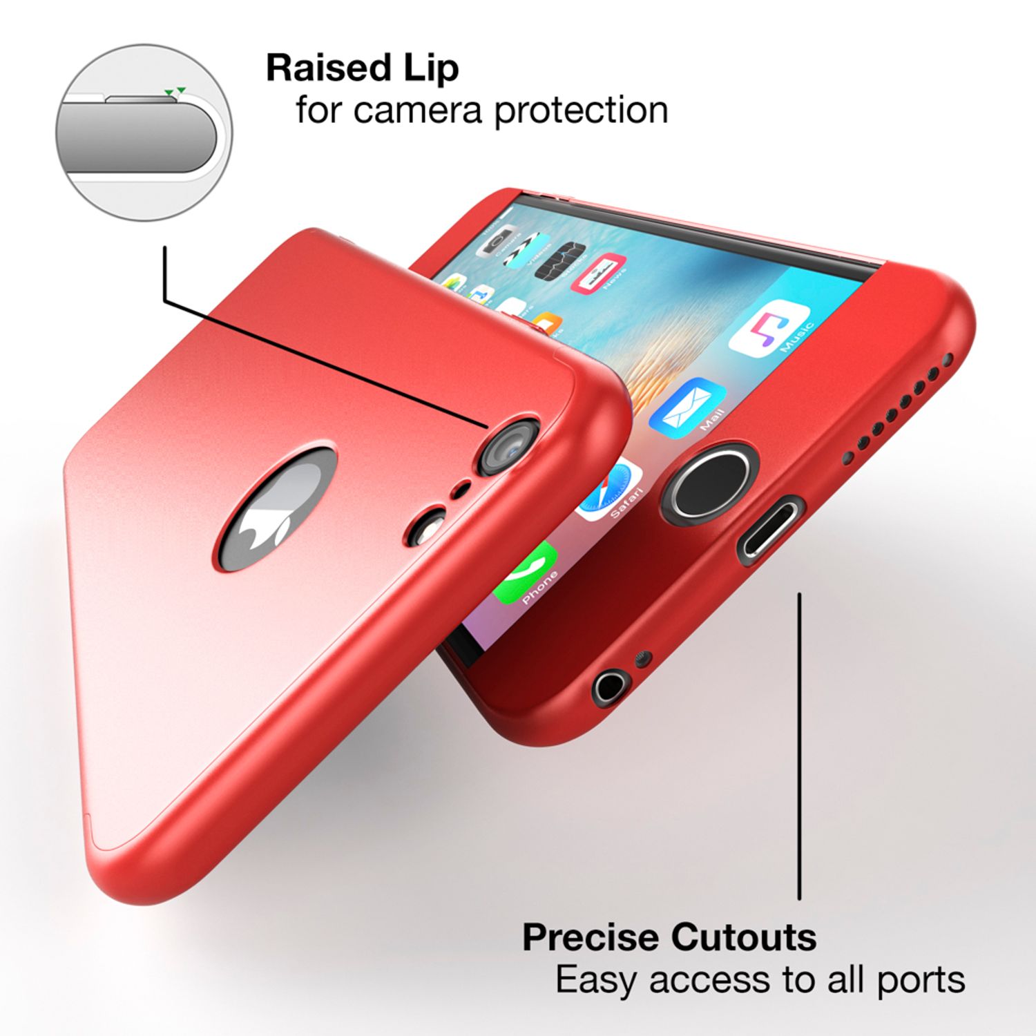 iPhone 6 Plus Hülle Rundum Handyhülle mit Displayschutz von NALIA, 360° Case Rose Gold NALIA