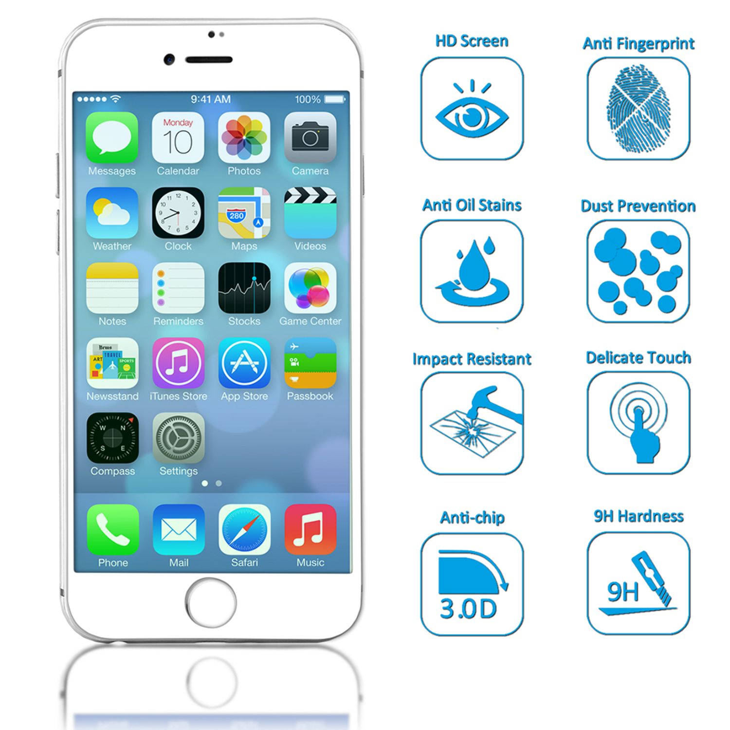 NALIA Schutzglas für iPhone 8 Plus / 7 Plus, 5D Full Cover Display Schutz Folie Schwarz NALIA