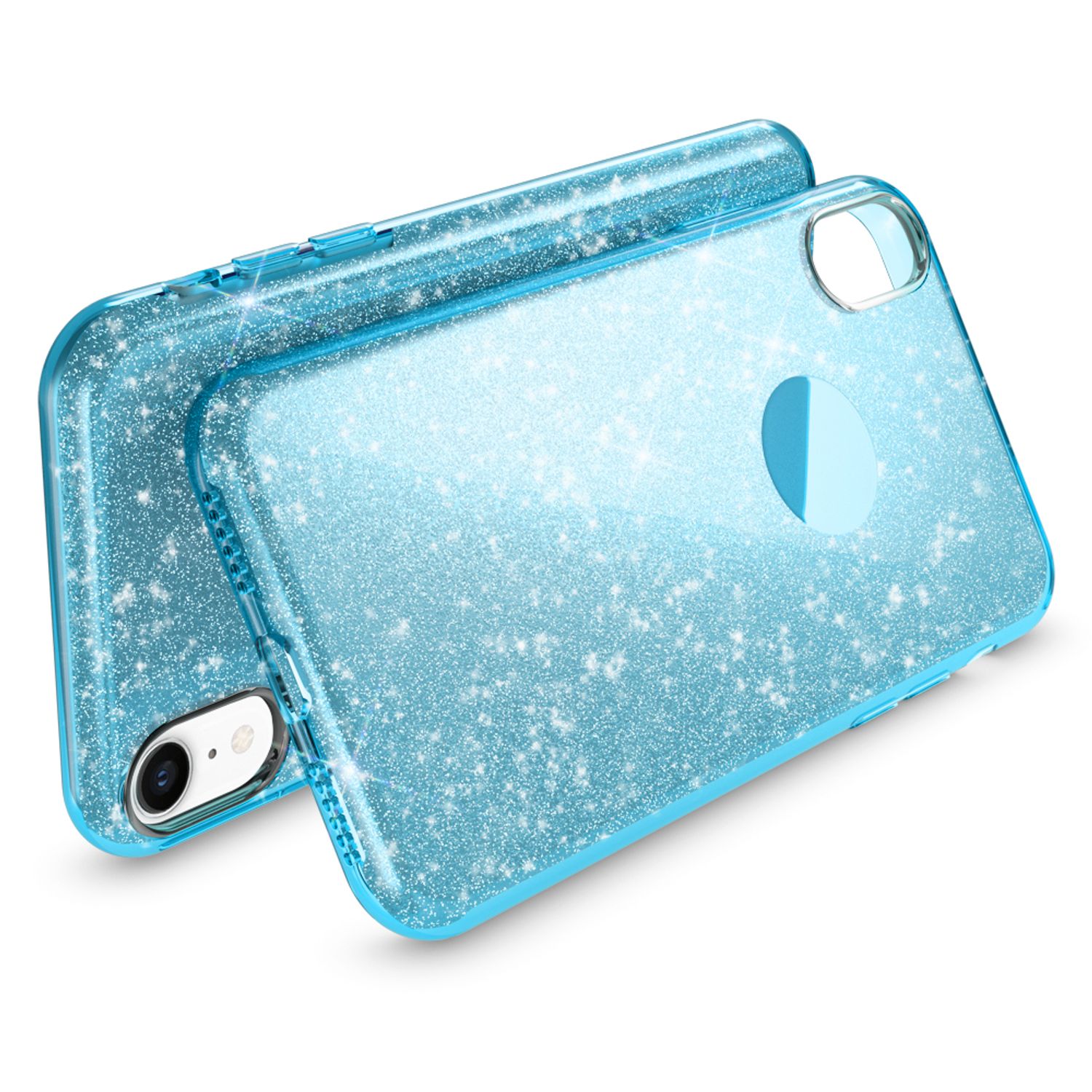 NALIA Hülle für iPhone XR, Handyhülle Glitzer Ultra-Slim Silikon-Case Back-Cover Türkis NALIA Protective Hülle