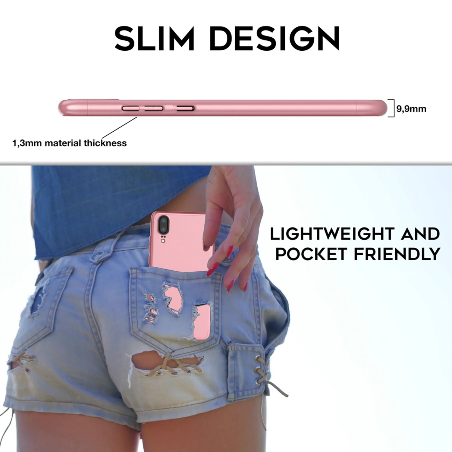 Huawei P20 Hülle 360 Grad Handyhülle mit Displayschutz von NALIA, 360° Cover Case Rose Gold NALIA