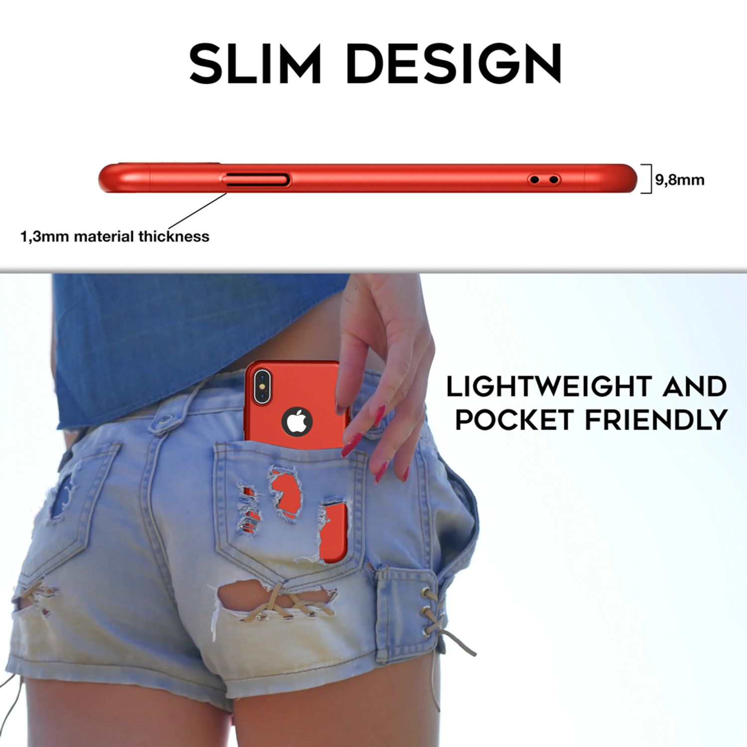 NALIA 360 Grad Hülle für iPhone X XS, Rundum Handy Cover Case mit Displayschutz Rot NALIA