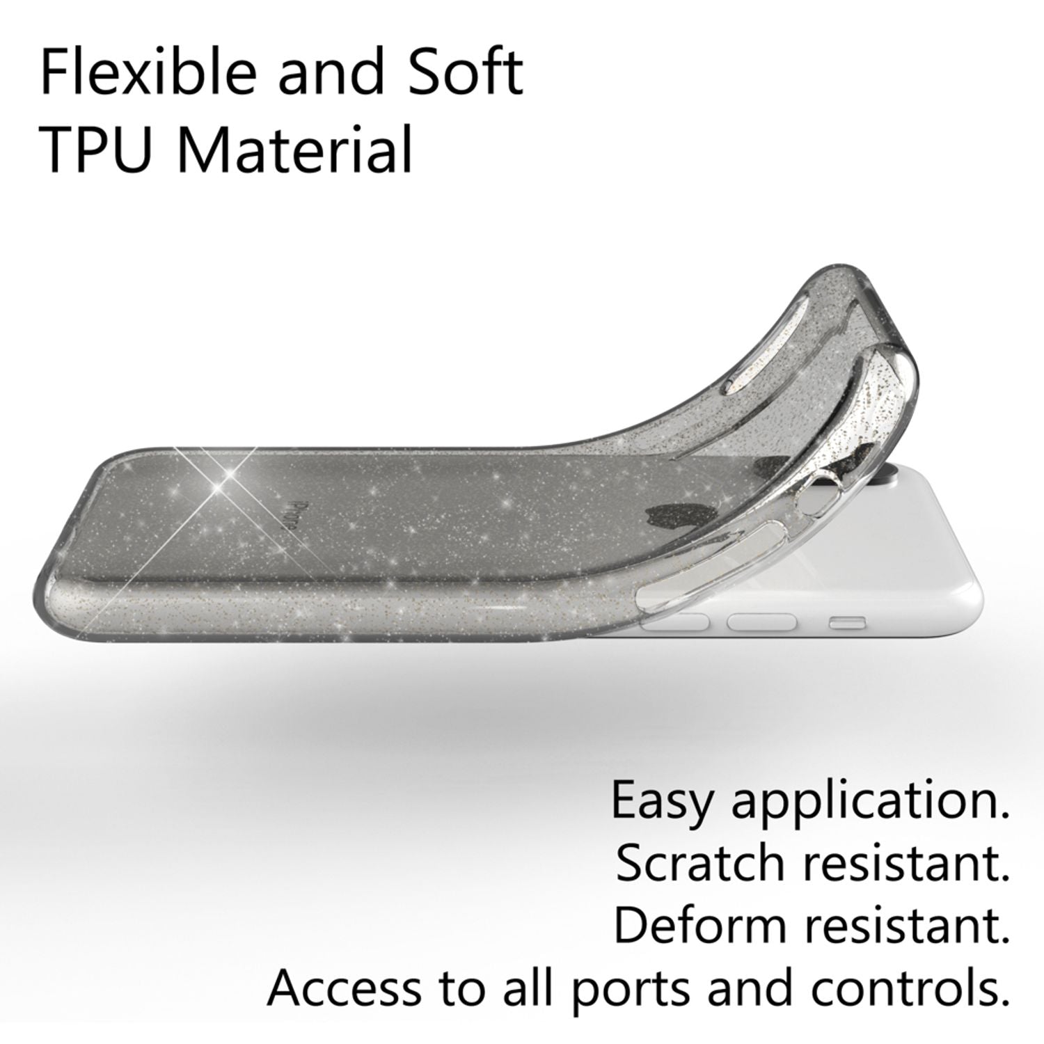 NALIA Handy Hülle für Apple iPhone X XS, Glitzer Case Cover Slim Silikon Bumper Transparent NALIA Transparente Hülle