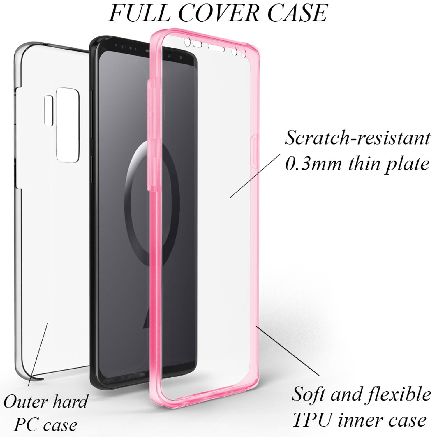 NALIA 360 Grad Handy Hülle für Samsung Galaxy S9 Plus, Full Cover Rundum Case Transparent NALIA Transparente Hülle