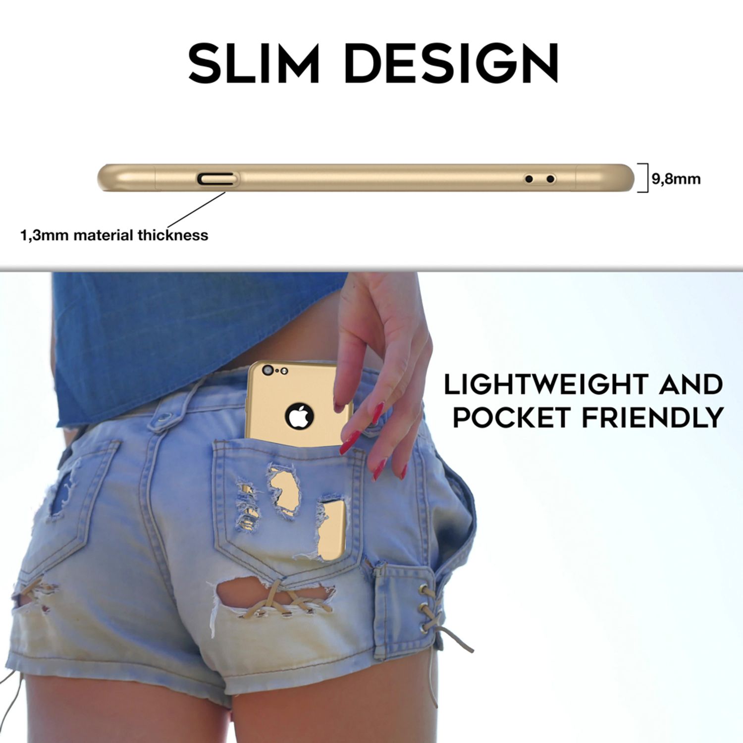 iPhone 6 Plus Hülle Rundum Handyhülle mit Displayschutz von NALIA, 360° Case Rose Gold NALIA