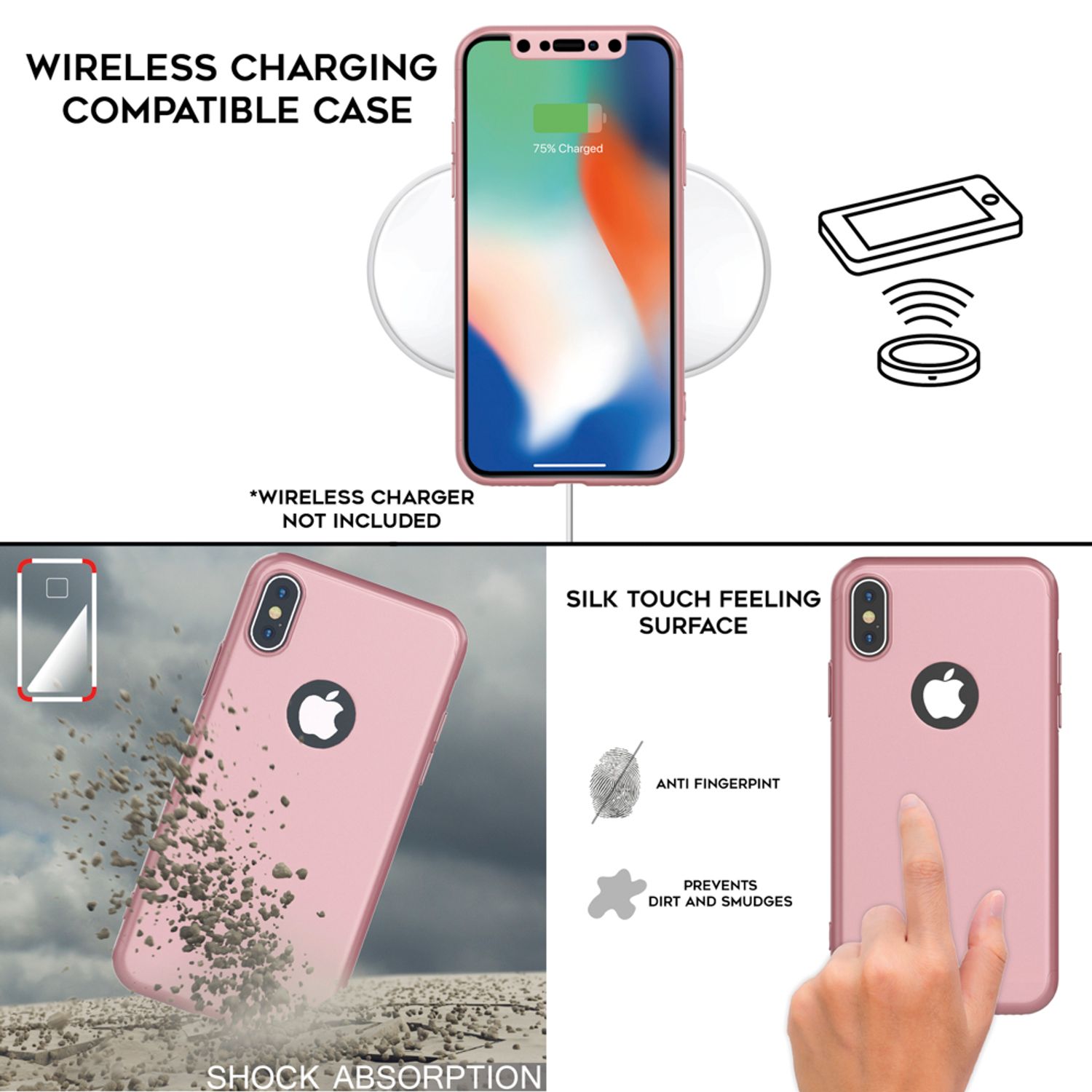 NALIA 360 Grad Hülle für iPhone X XS, Rundum Handy Cover Case mit Displayschutz NALIA