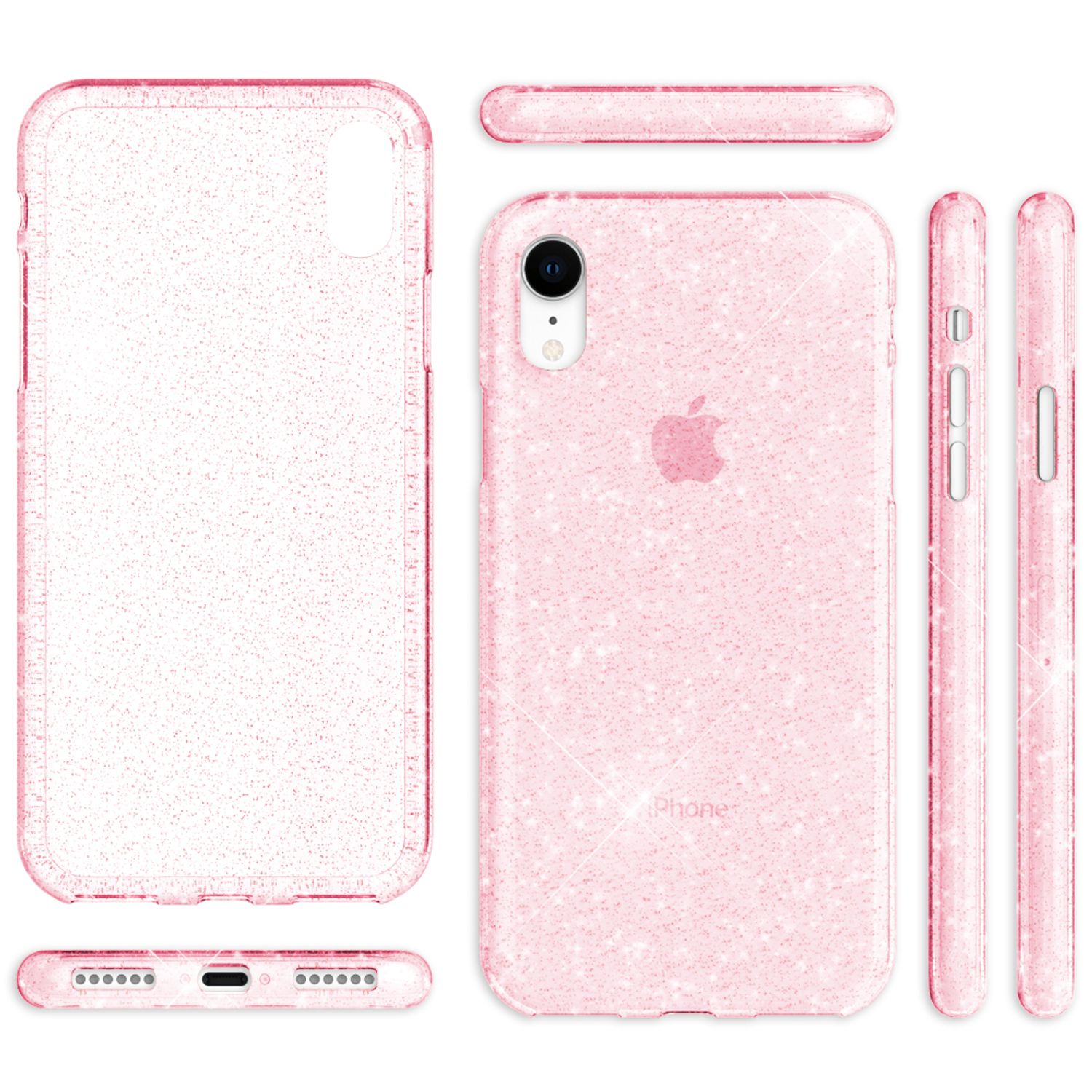 NALIA Handyhülle für iPhone XR, Glitzer Slim Silikon-Case Cover Etui Schutzhülle Transparent NALIA Transparente Hülle