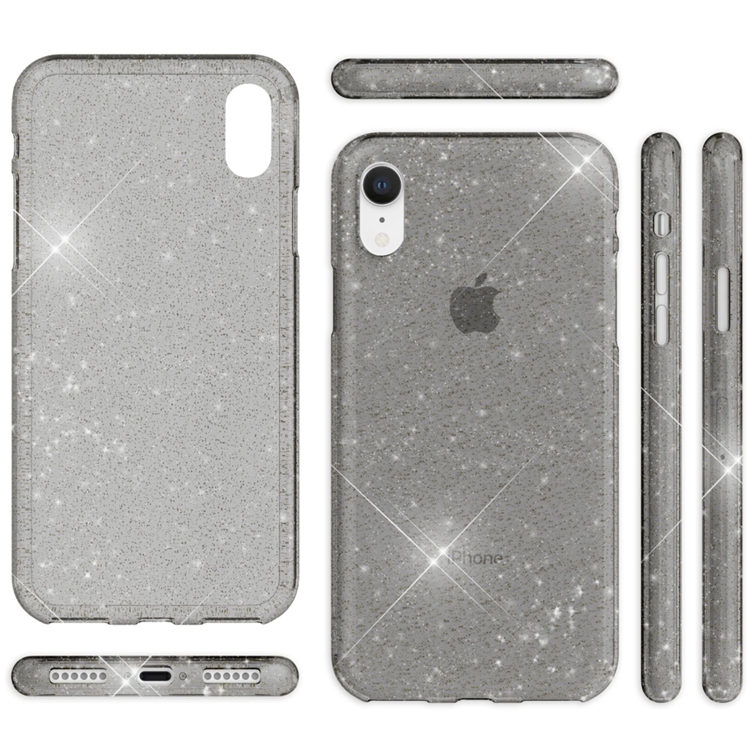 NALIA Handyhülle für iPhone XR, Glitzer Slim Silikon-Case Cover Etui Schutzhülle Transparent NALIA Transparente Hülle