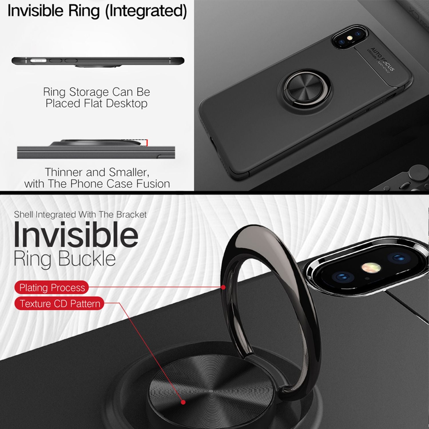 NALIA Ring Hülle für Apple iPhone XS X, Cover magnetisches Silikon Handy Case Schwarz NALIA Protective Hülle