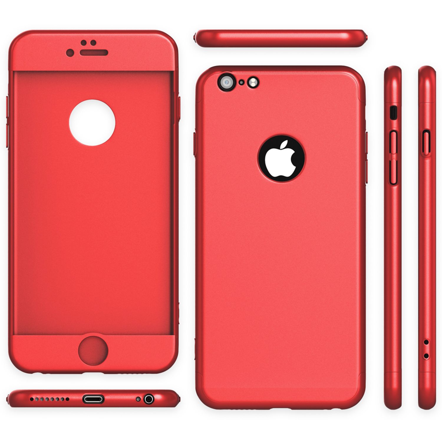 iPhone 6/6S Hülle Rundum Handyhülle mit Displayschutz von NALIA, 360° Cover Case Blau NALIA GlasSchutz