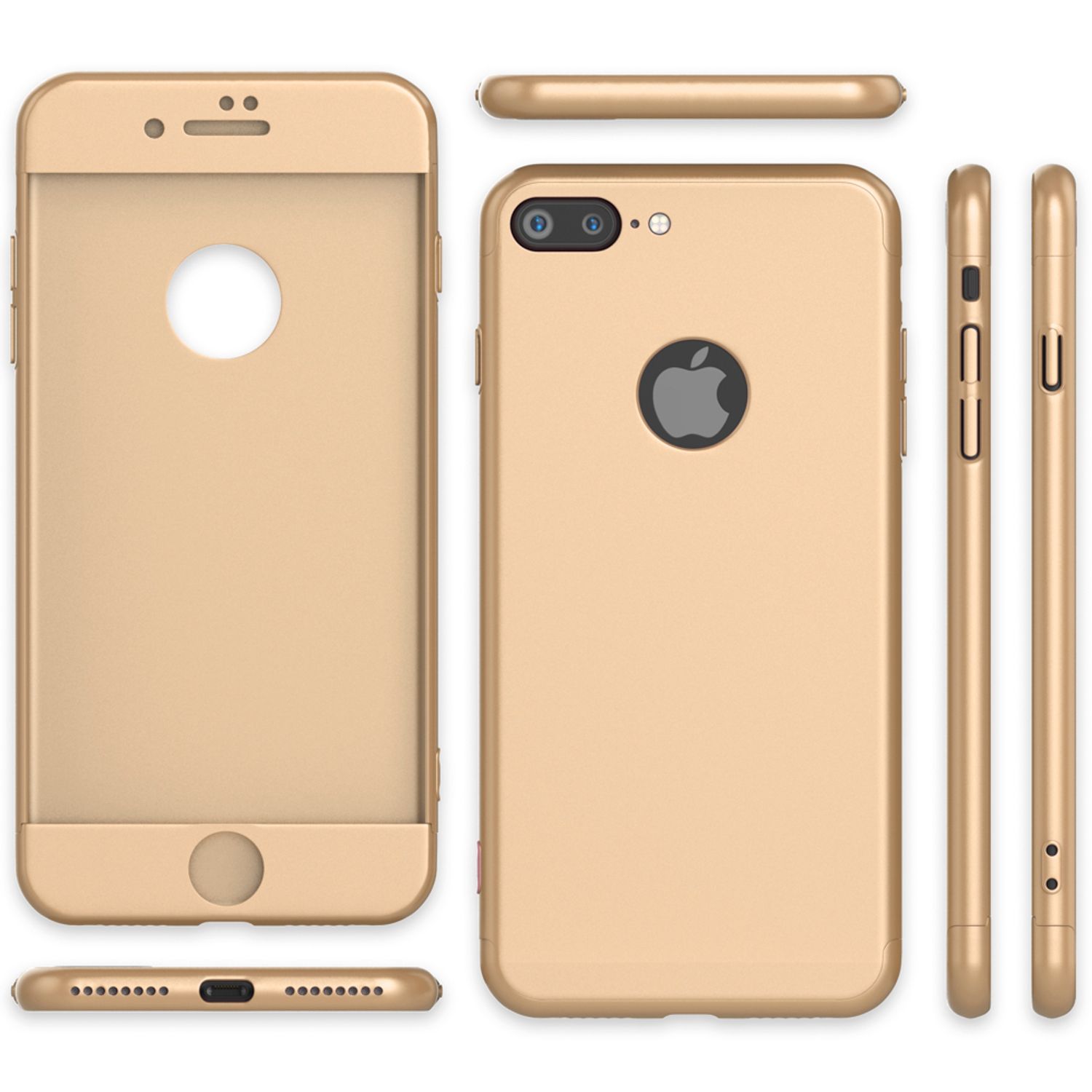 Apple iPhone 7 Plus Rundum Handy Hülle mit Displayschutz von NALIA, 360° Case Rose Gold NALIA