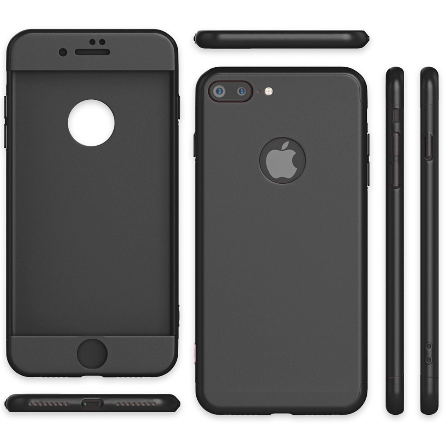 Apple iPhone 7 Plus Rundum Handy Hülle mit Displayschutz von NALIA, 360° Case Schwarz NALIA