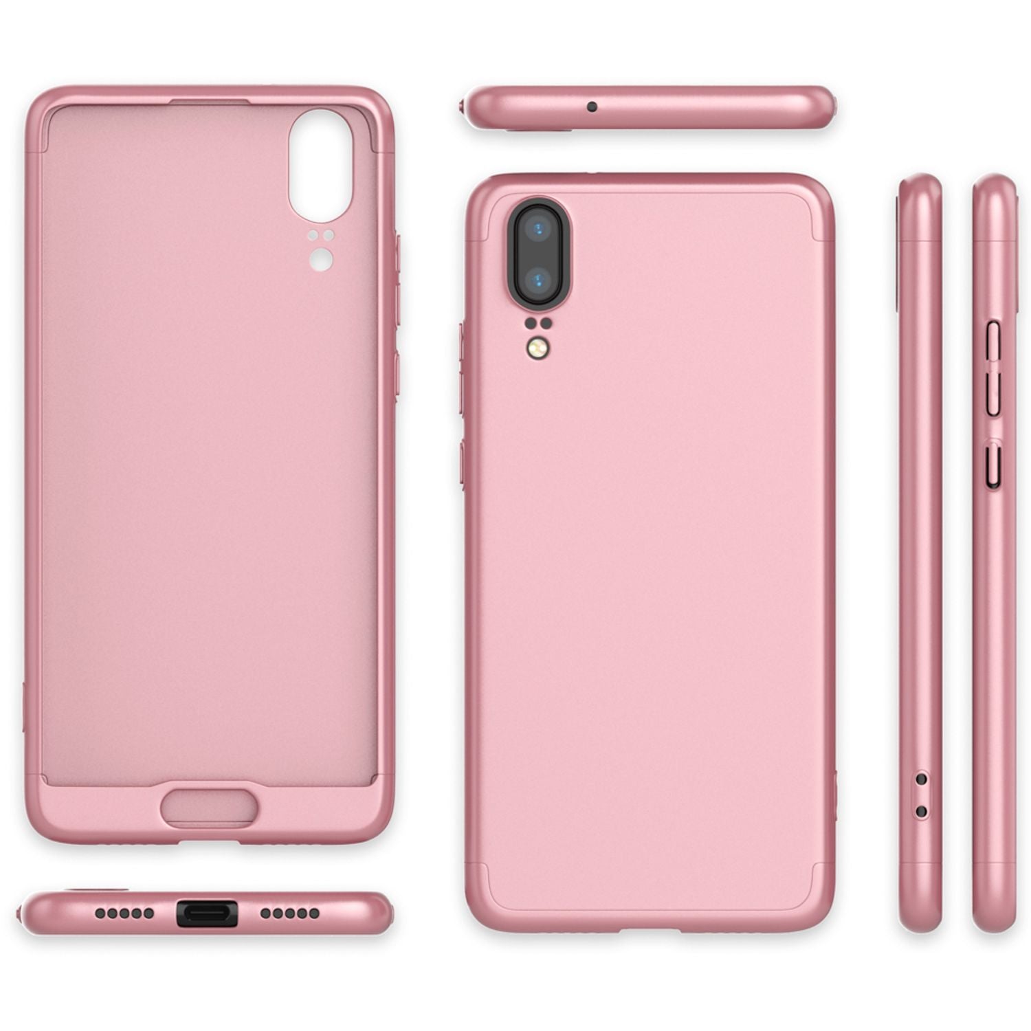 Huawei P20 Hülle 360 Grad Handyhülle mit Displayschutz von NALIA, 360° Cover Case Rose Gold NALIA
