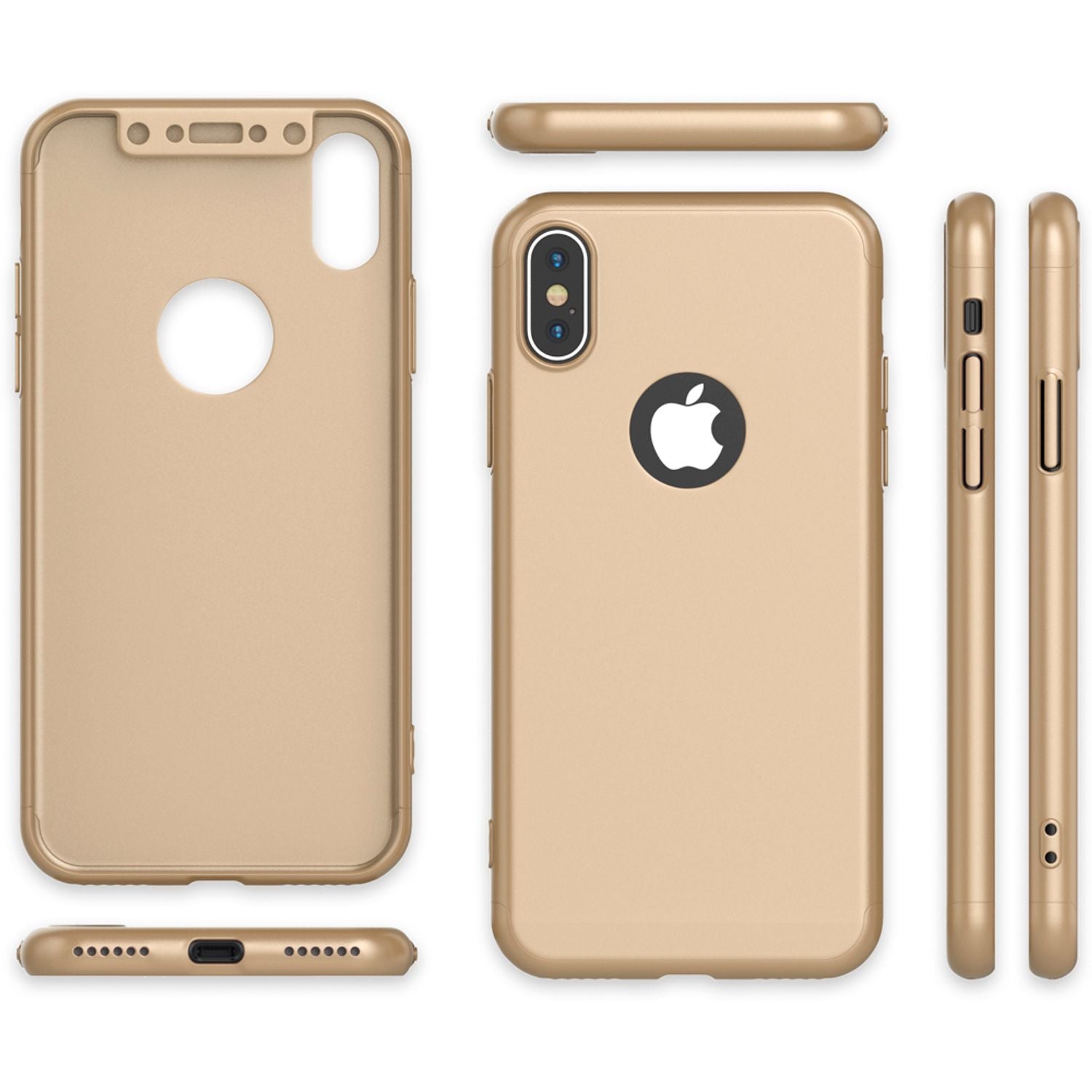 NALIA 360 Grad Hülle für iPhone X XS, Rundum Handy Cover Case mit Displayschutz Rot NALIA