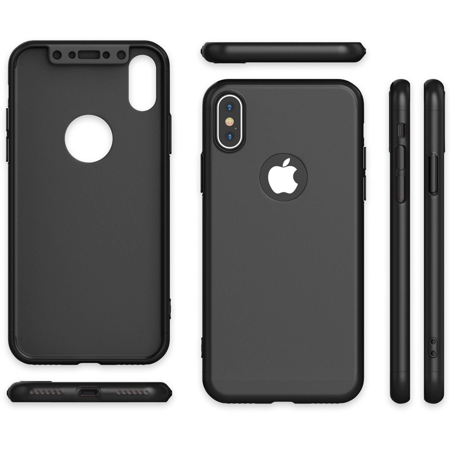 NALIA 360 Grad Hülle für iPhone X XS, Rundum Handy Cover Case mit Displayschutz Rot NALIA