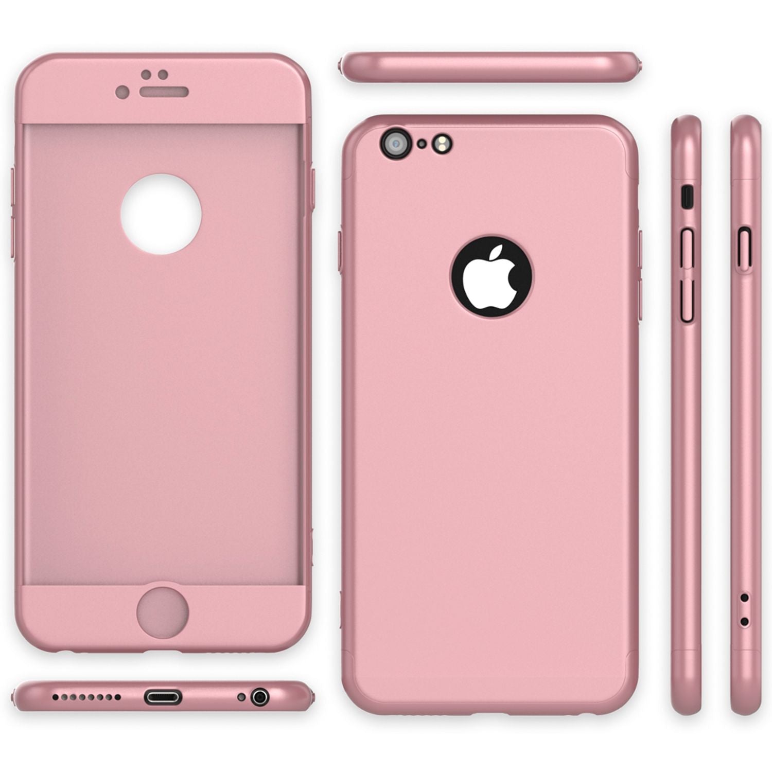 iPhone 6 Plus Hülle Rundum Handyhülle mit Displayschutz von NALIA, 360° Case Rose Gold NALIA