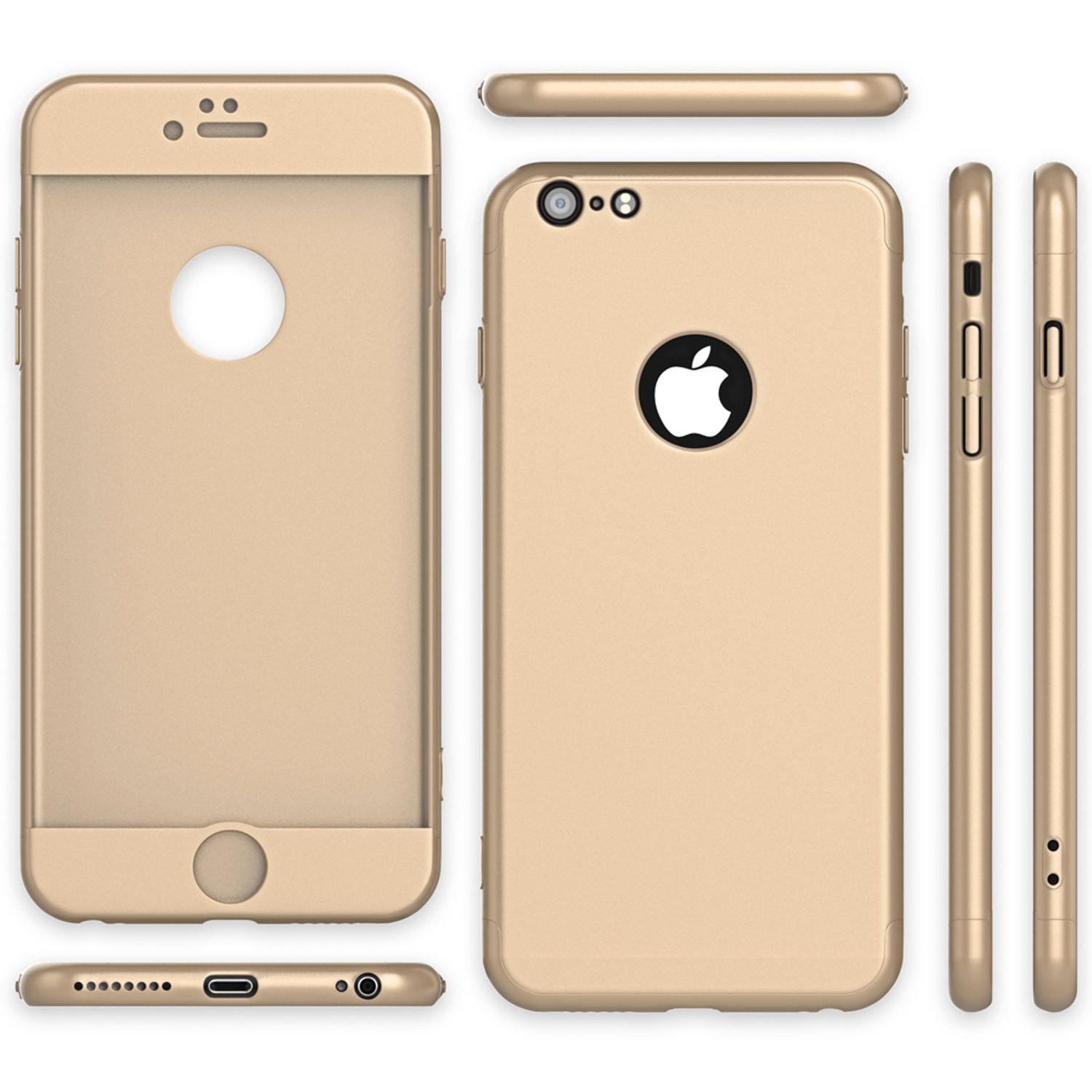 iPhone 6 Plus Hülle Rundum Handyhülle mit Displayschutz von NALIA, 360° Case Rose Gold NALIA