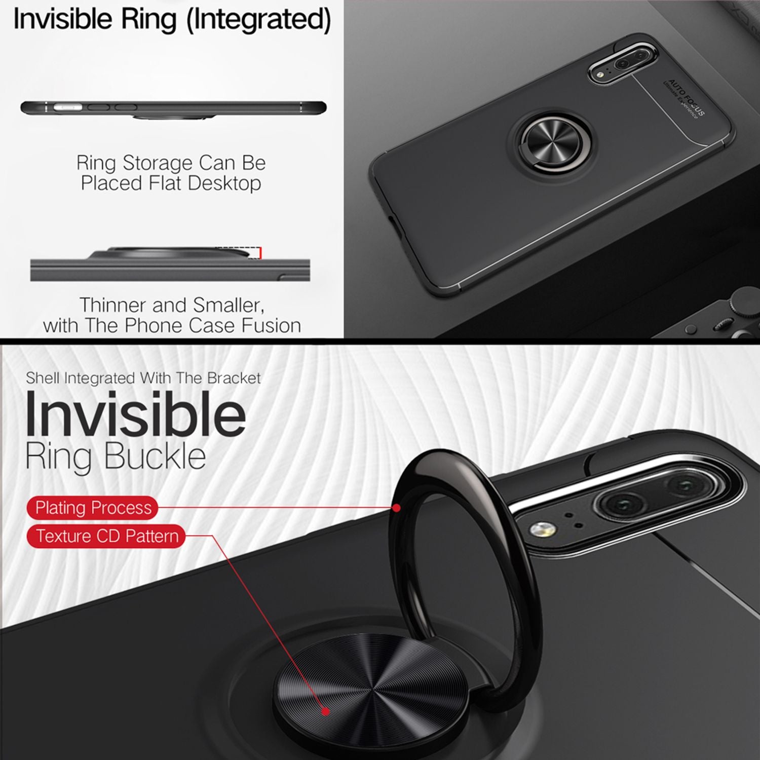 NALIA Ring Hülle für Huawei P20, Schutz Cover Magnetisch Silikon Handy Case Default Title NALIA Protective Hülle