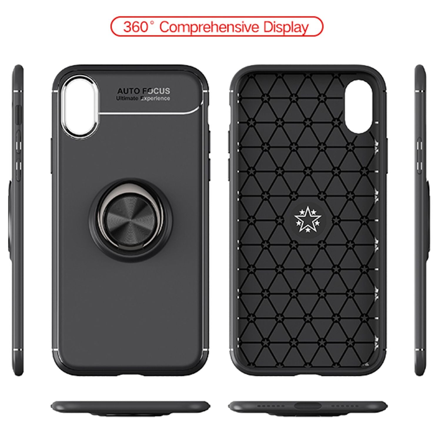 NALIA Ring Hülle für Apple iPhone XS X, Cover magnetisches Silikon Handy Case Schwarz NALIA Protective Hülle