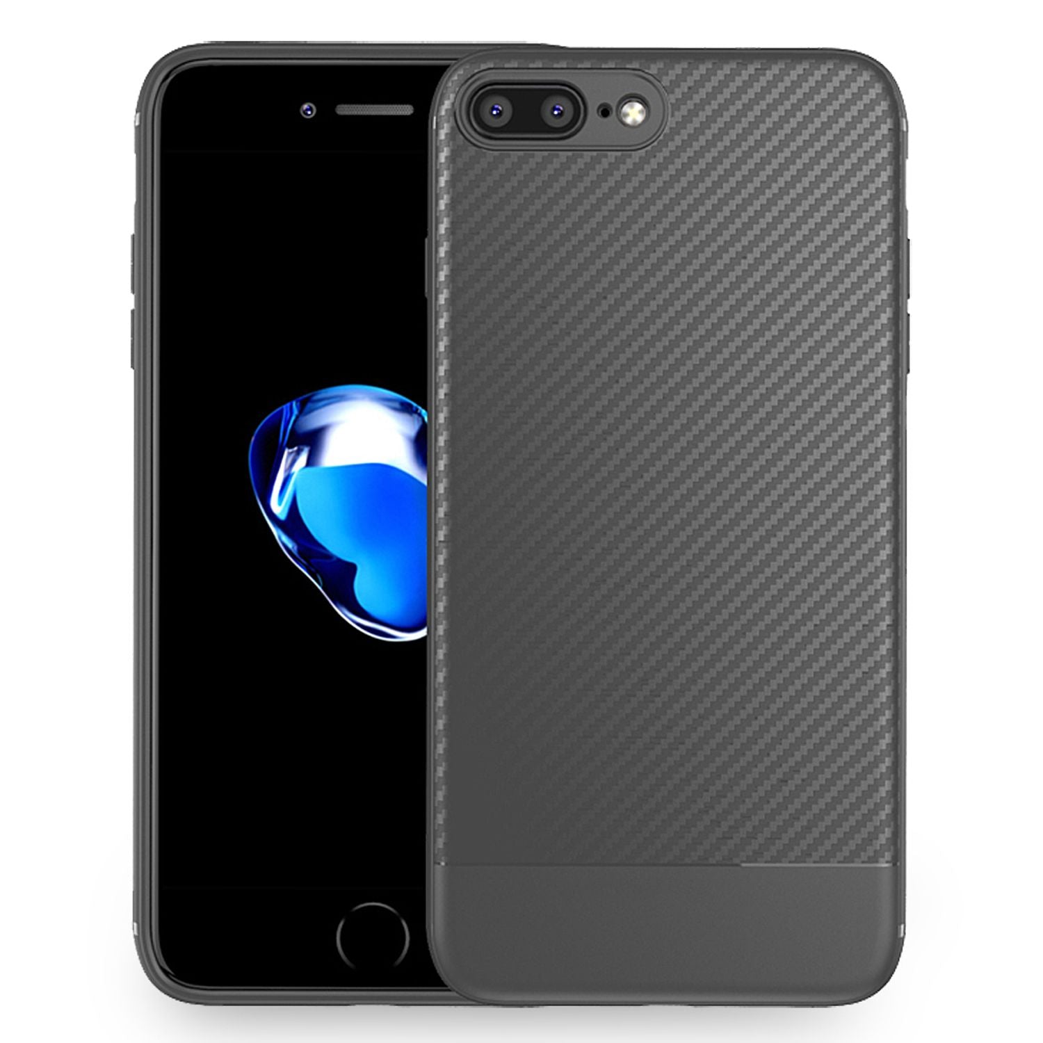 NALIA Hülle für iPhone 8 Plus / 7 Plus, Slim Handyhülle Case Cover Carbon Look Grau NALIA Protective Hülle