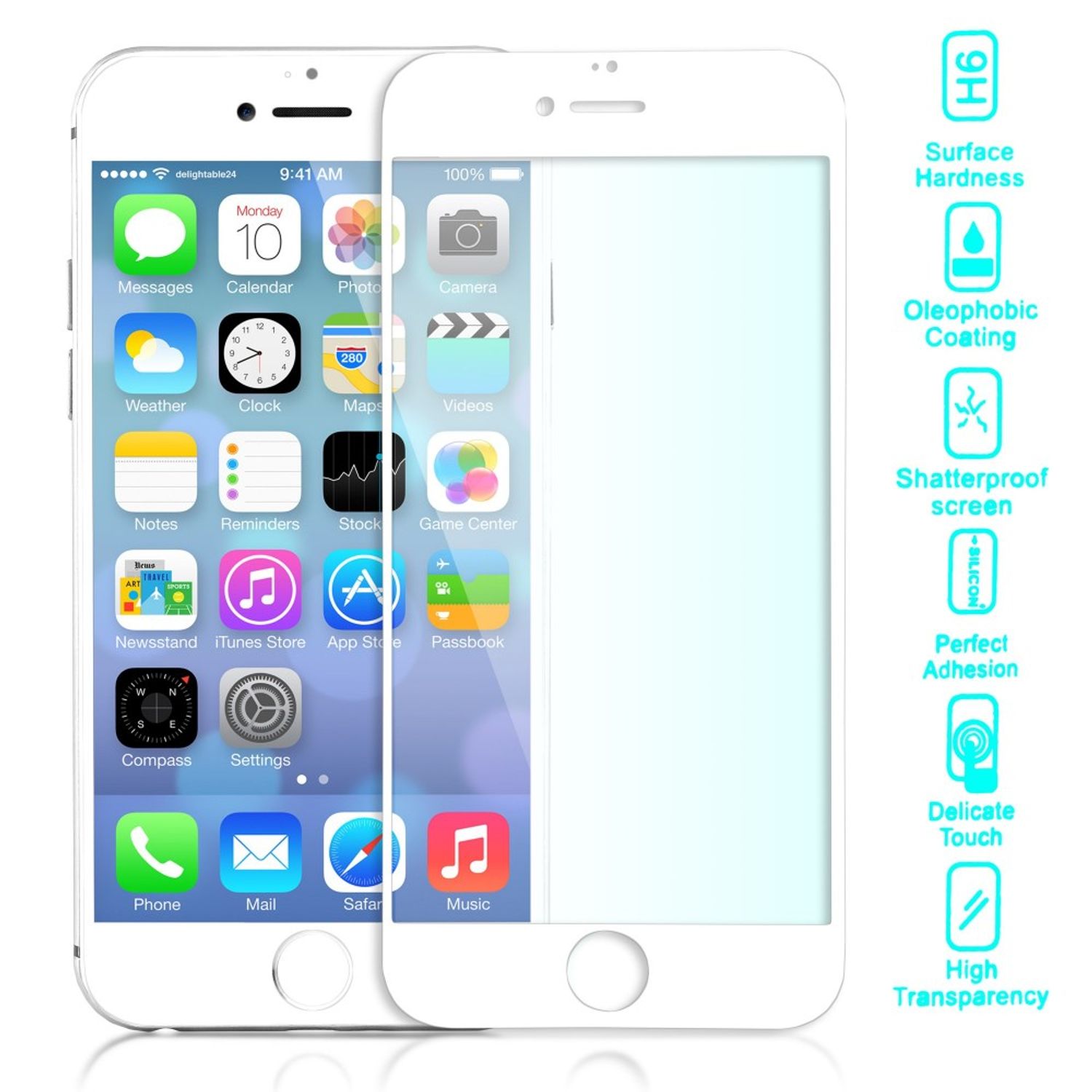 NALIA Schutzglas für Apple iPhone 6 / 6S, 9H Full Cover Displayschutz Glasfolie NALIA