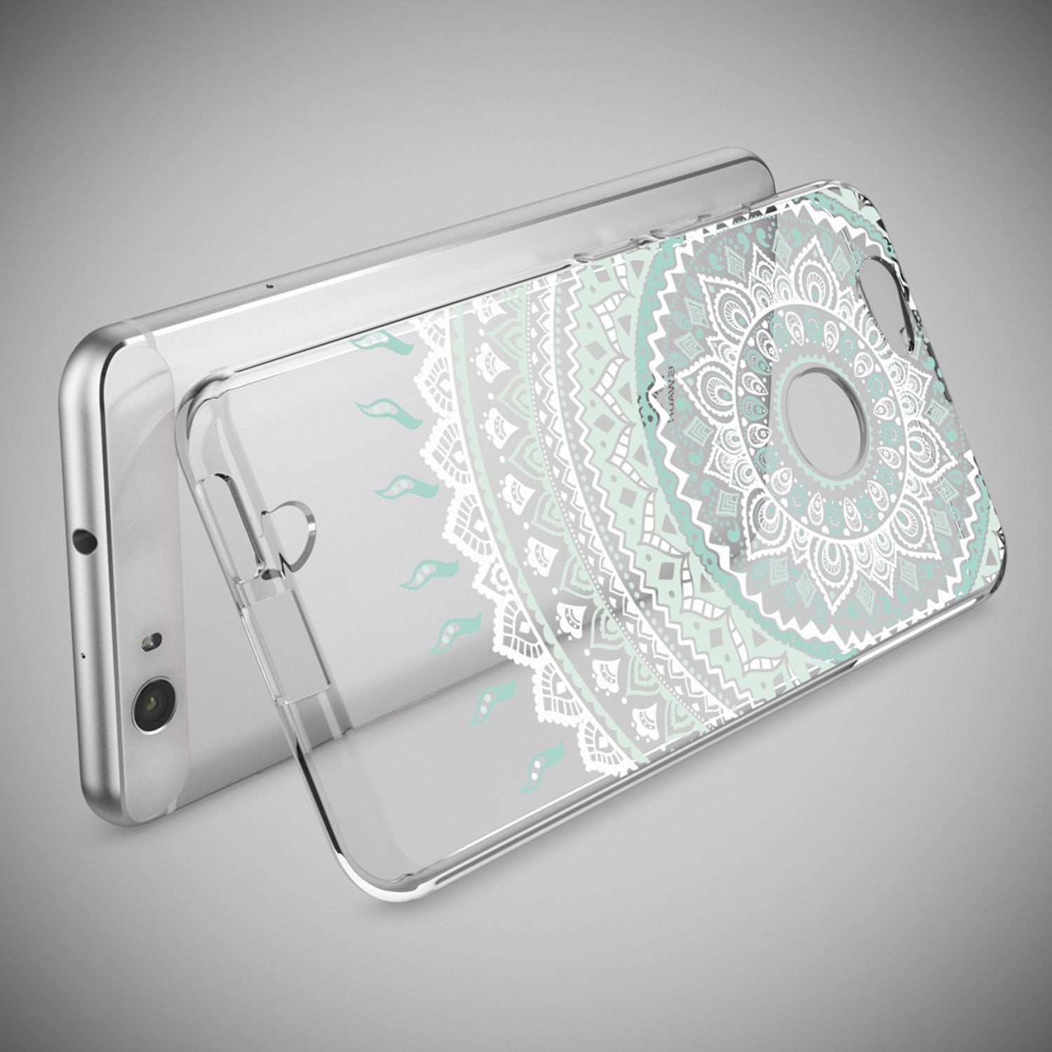 Huawei Nova Handy Hülle von NALIA, Silikon Motiv Case Cover Muster TPU Schutz Mandala Blau Türkis NALIA