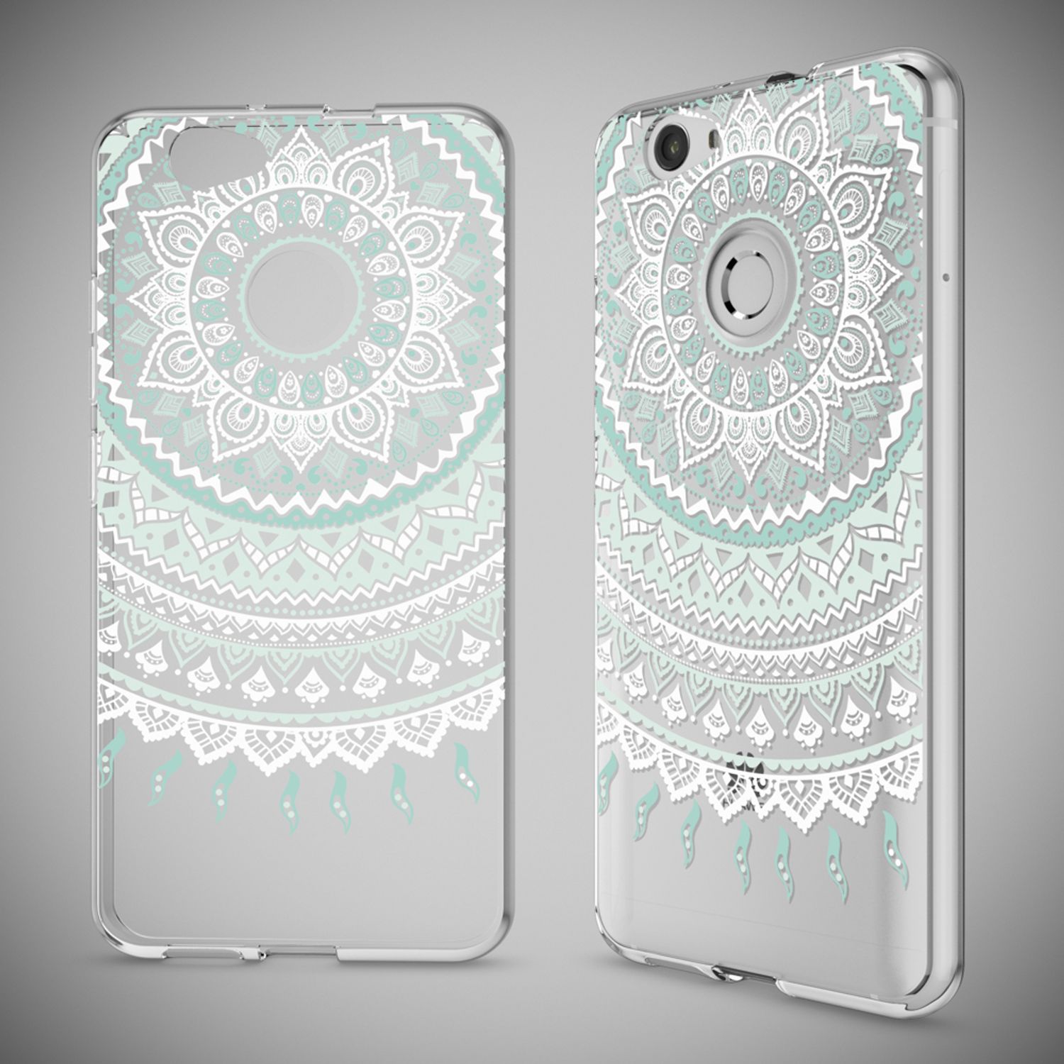 Huawei Nova Handy Hülle von NALIA, Silikon Motiv Case Cover Muster TPU Schutz Mandala Blau Türkis NALIA