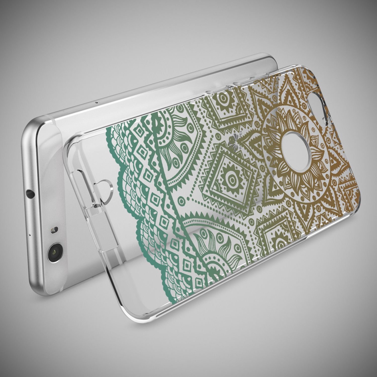 Huawei Nova Handy Hülle von NALIA, Silikon Motiv Case Cover Muster TPU Schutz Mandala Türkis Grün NALIA
