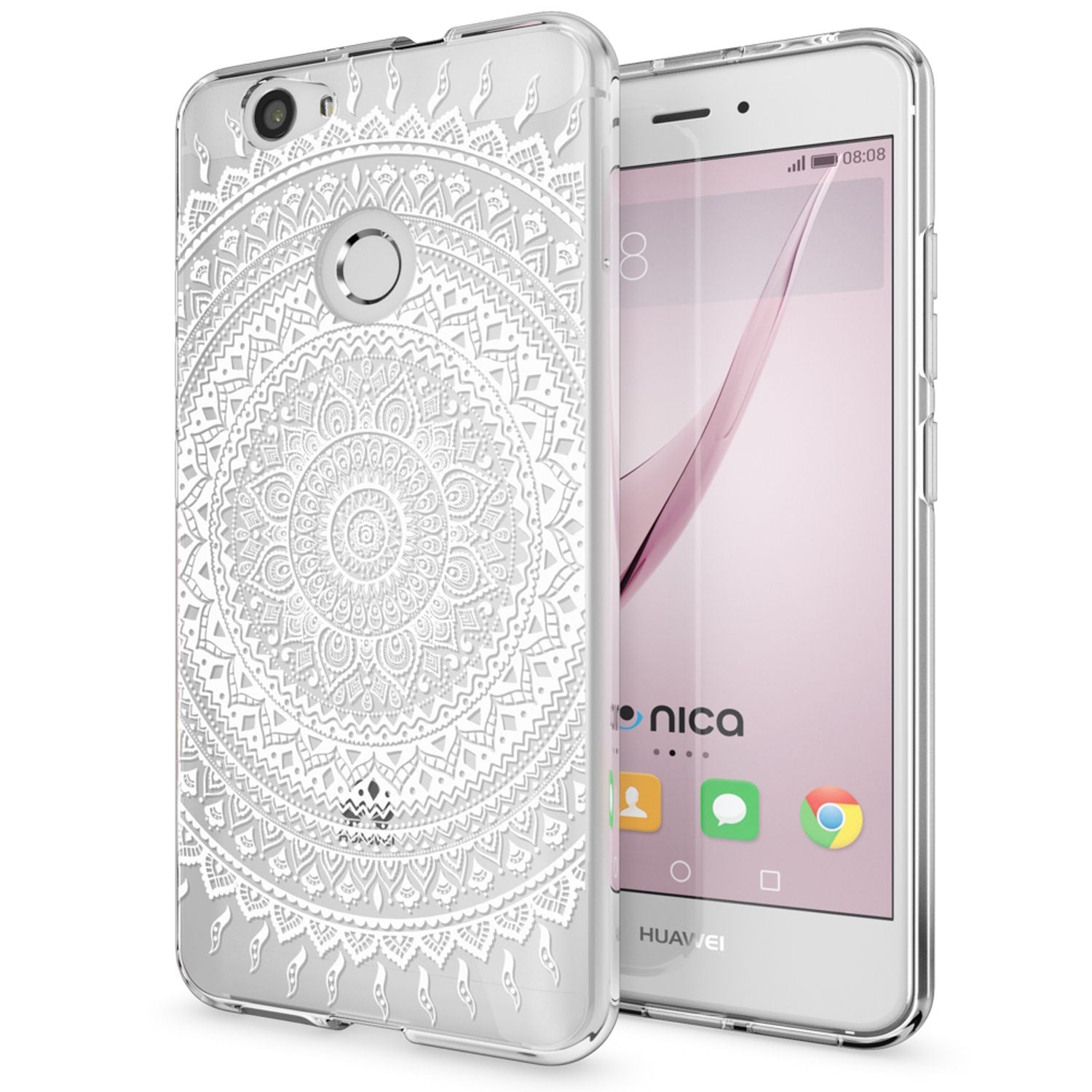 Huawei Nova Handy Hülle von NALIA, Silikon Motiv Case Cover Muster TPU Schutz Mandala Türkis Grün NALIA