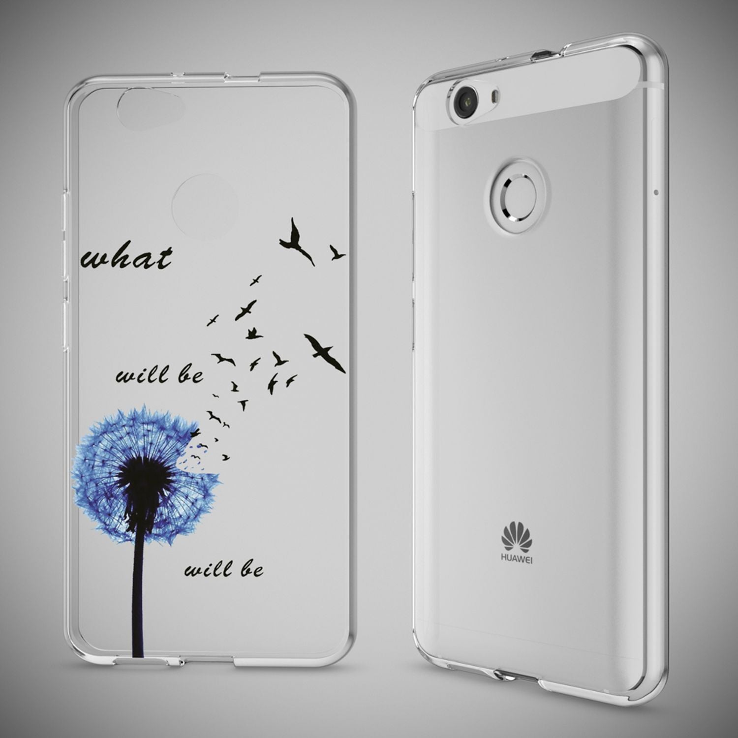 Huawei Nova Handy Hülle von NALIA, Silikon Motiv Case Cover Muster TPU Schutz Dandelion Blau NALIA