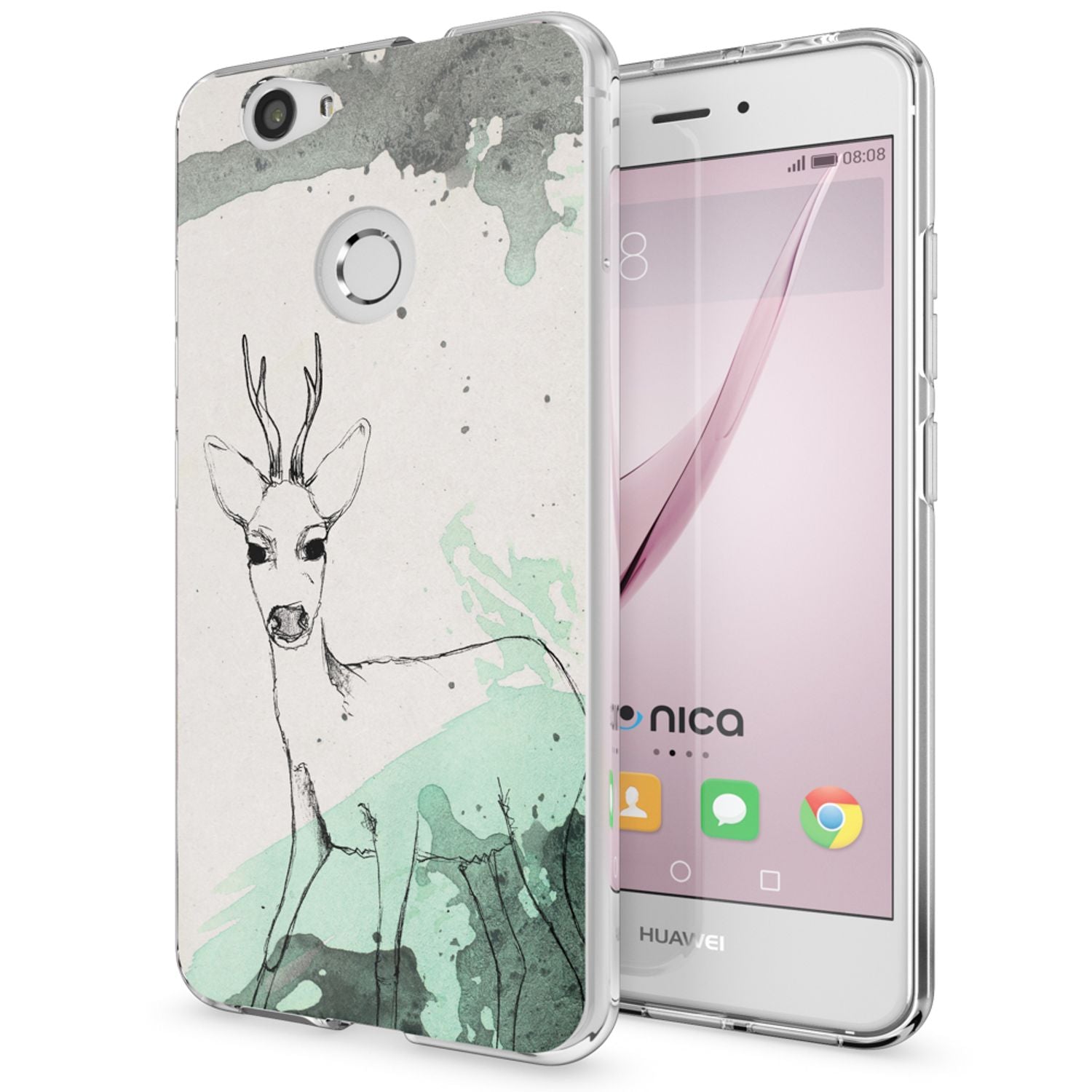 Huawei Nova Handy Hülle von NALIA, Silikon Motiv Case Cover Muster TPU Schutz Deer NALIA