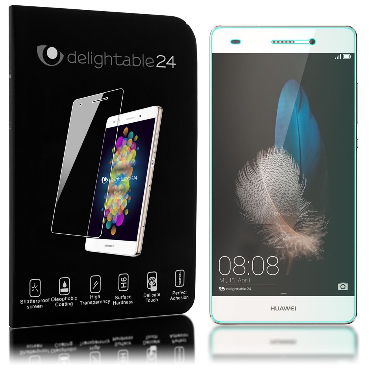 NALIA Schutzglas für Huawei P8 Lite, 9H Full Cover Displayschutz Tempered Glass