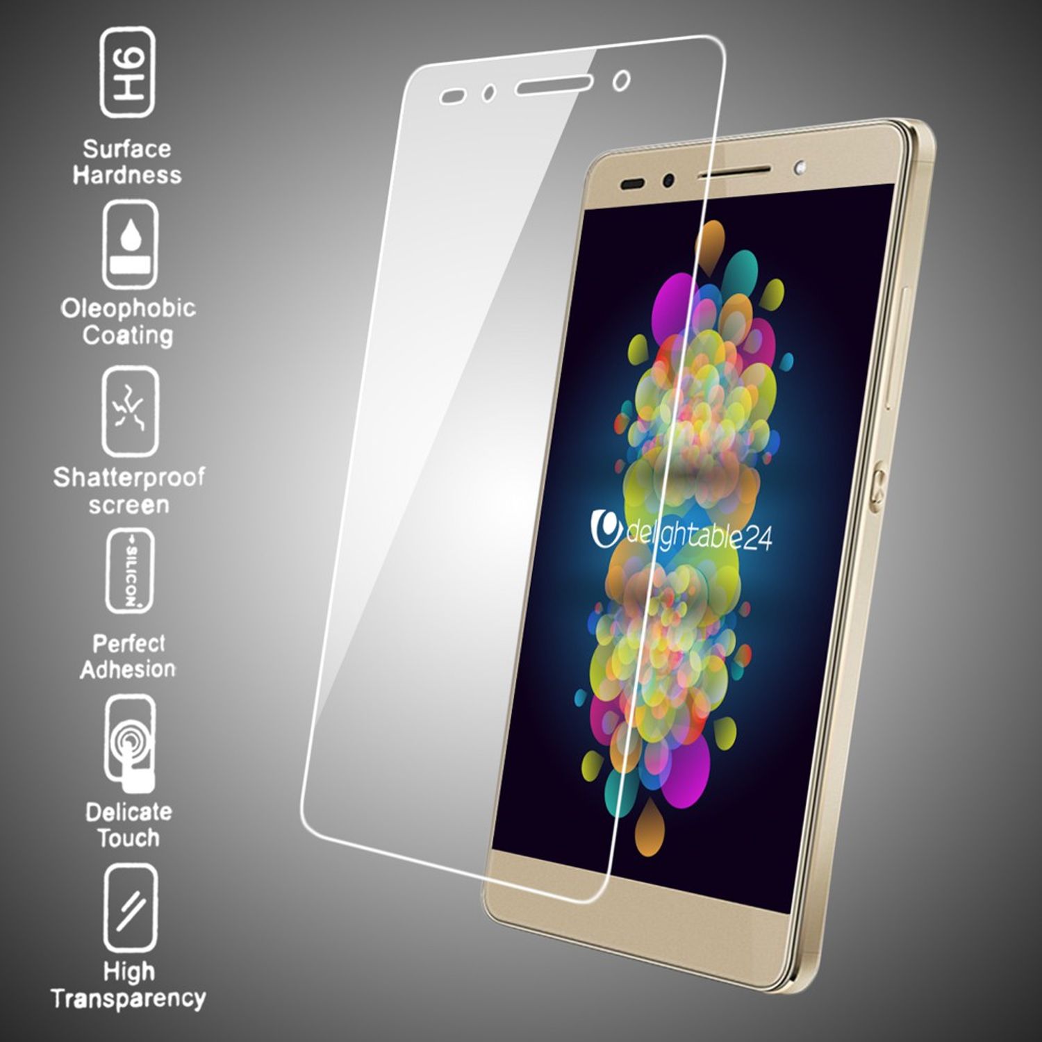 NALIA Schutzglas für Huawei Honor 7, 9H Full Cover Displayschutz Tempered Glass NALIA