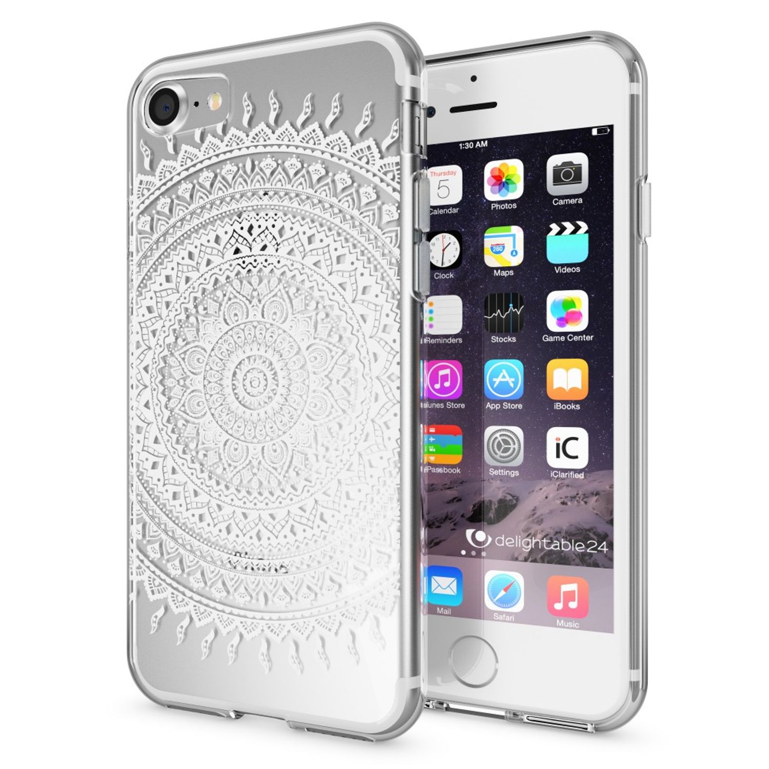 iPhone 7 Hülle Handyhülle von NALIA, Motiv Case Cover Bumper Transparent Klar Royal Ornament NALIA