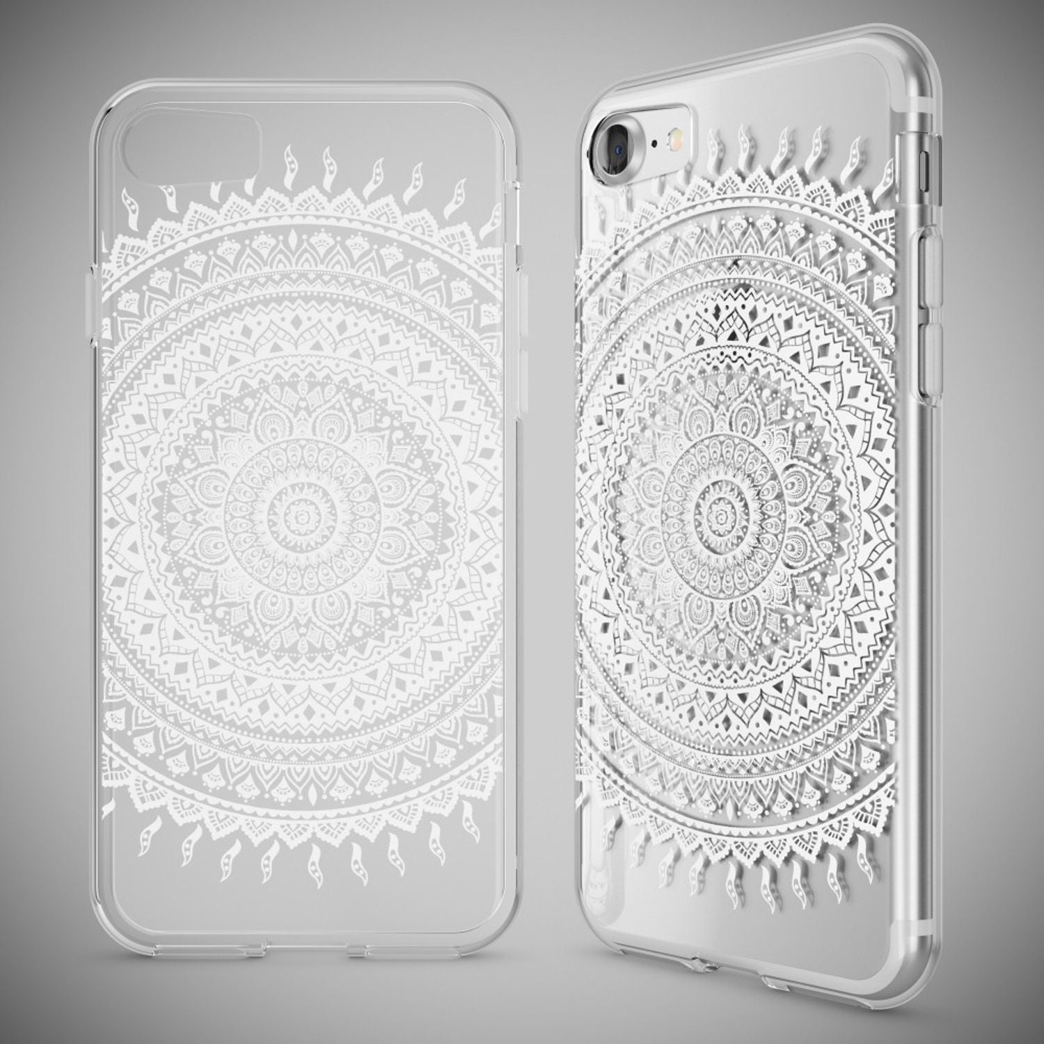iPhone 7 Hülle Handyhülle von NALIA, Motiv Case Cover Bumper Transparent Klar Royal Ornament NALIA