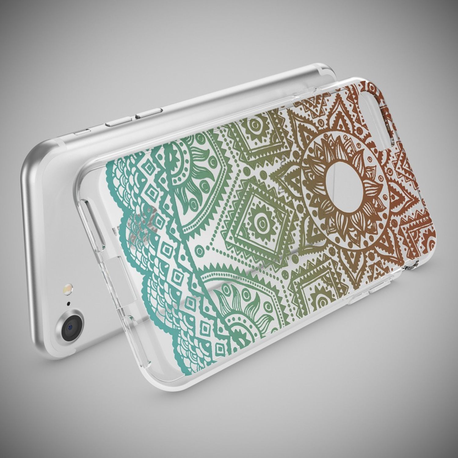 iPhone 7 Hülle Handyhülle von NALIA, Motiv Case Cover Bumper Transparent Klar Royal Ornament NALIA