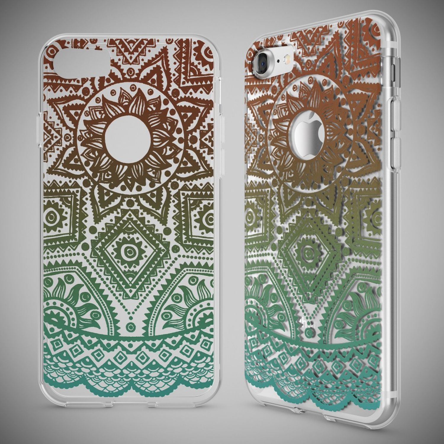 iPhone 7 Hülle Handyhülle von NALIA, Motiv Case Cover Bumper Transparent Klar Royal Ornament NALIA