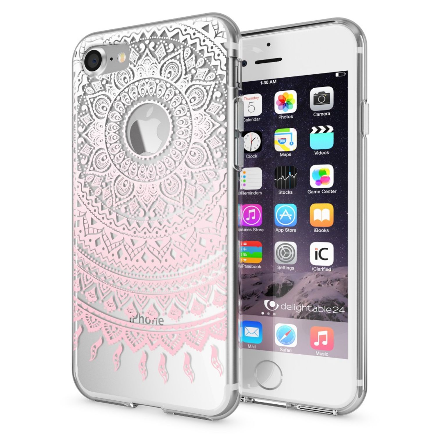 iPhone 7 Hülle Handyhülle von NALIA, Motiv Case Cover Bumper Transparent Klar Royal Ornament NALIA