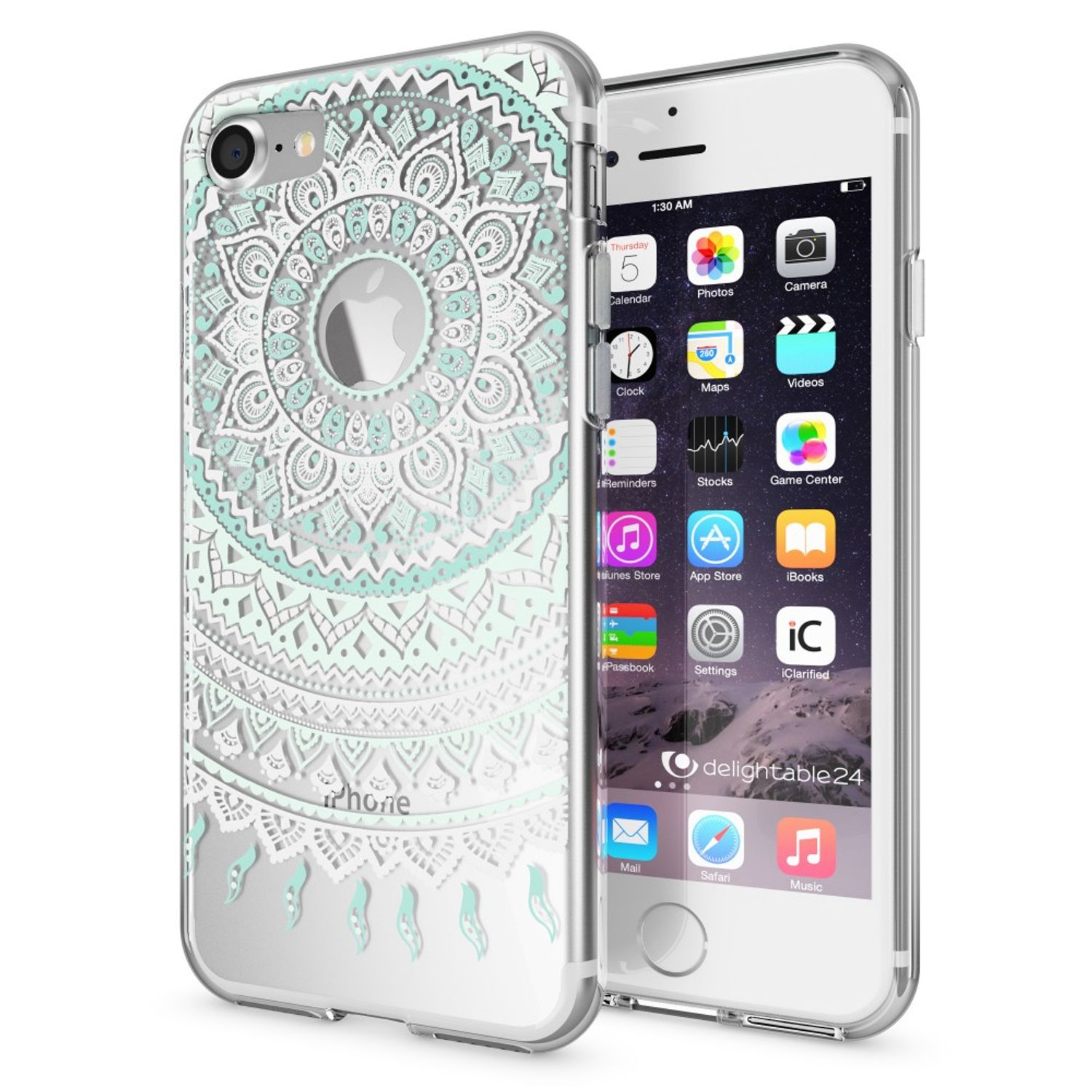 iPhone 7 Hülle Handyhülle von NALIA, Motiv Case Cover Bumper Transparent Klar Royal Ornament NALIA