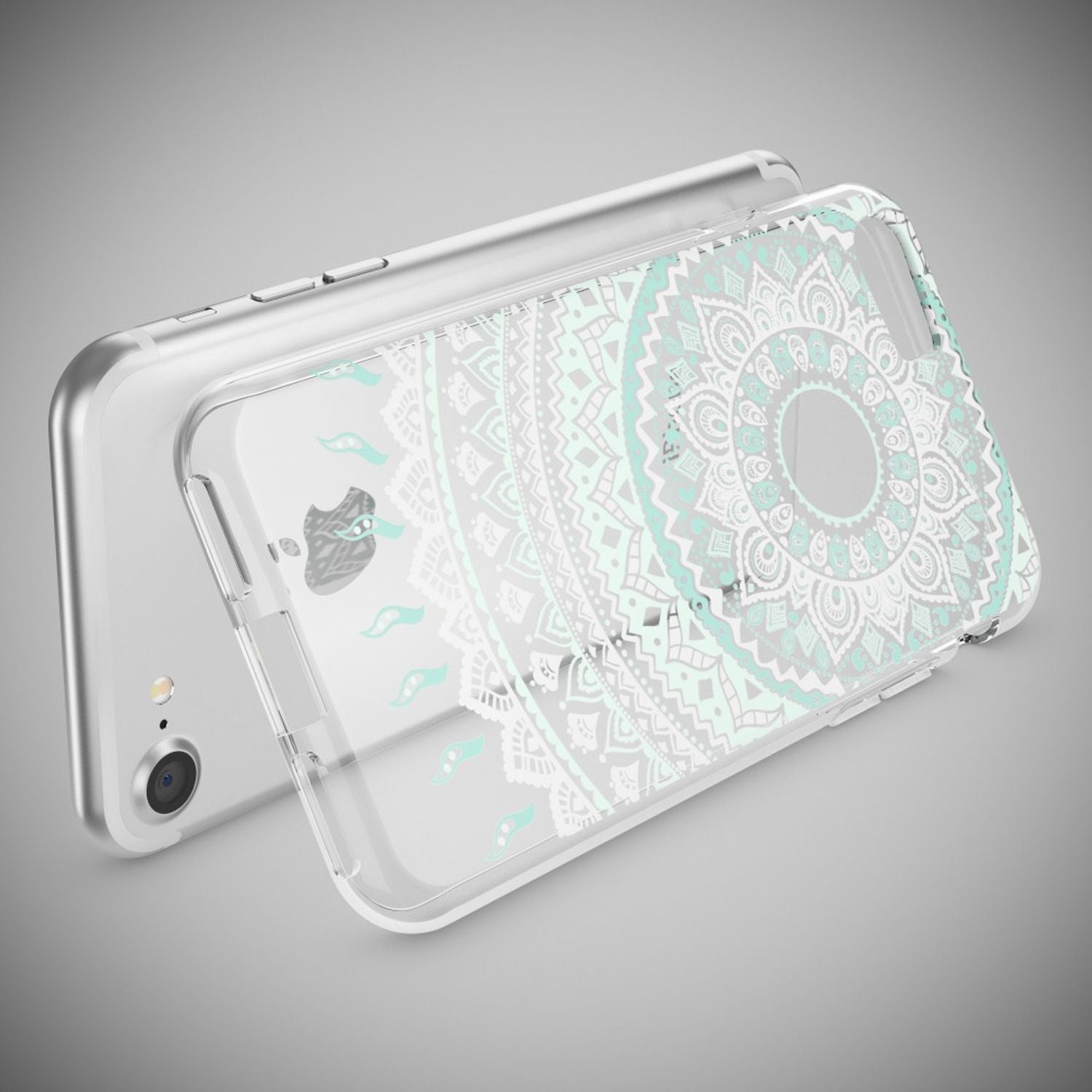 iPhone 7 Hülle Handyhülle von NALIA, Motiv Case Cover Bumper Transparent Klar Royal Ornament NALIA
