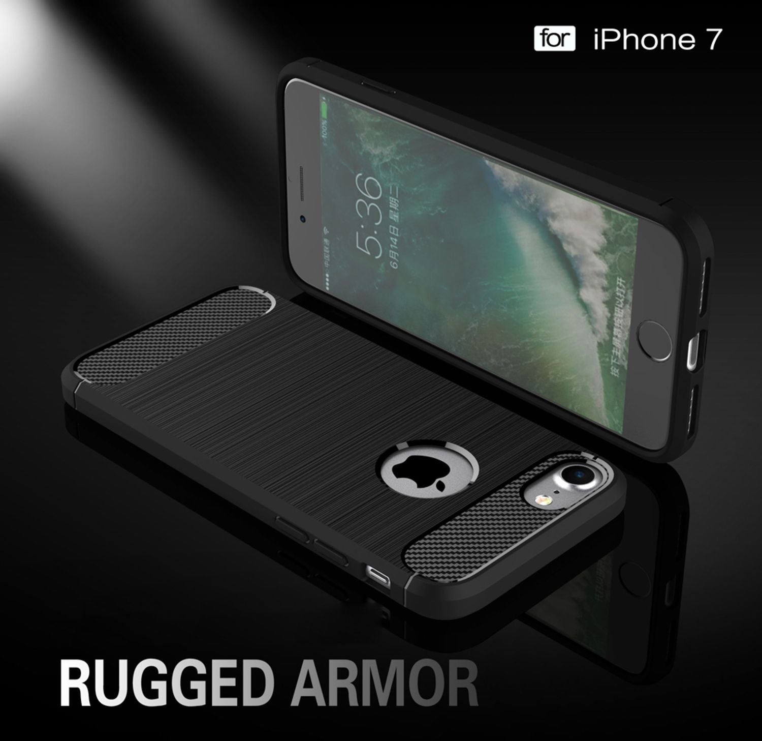 NALIA Handyhülle für Apple iPhone 7 Hülle, Karbon Optik Stylische Handyhülle Schwarz NALIA Protective Hülle