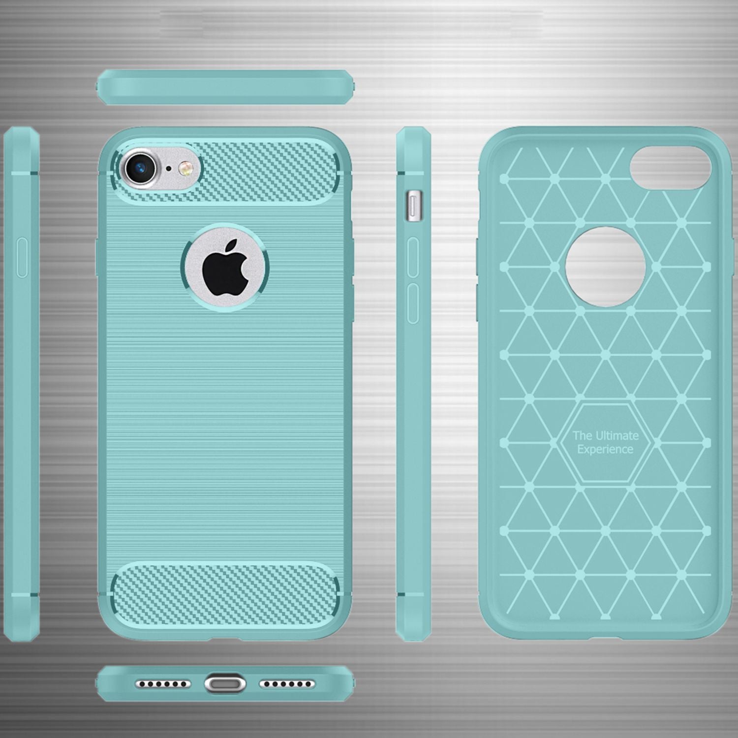 NALIA Handyhülle für Apple iPhone 7 Hülle, Karbon Optik Stylische Handyhülle Mintgrün NALIA Protective Hülle