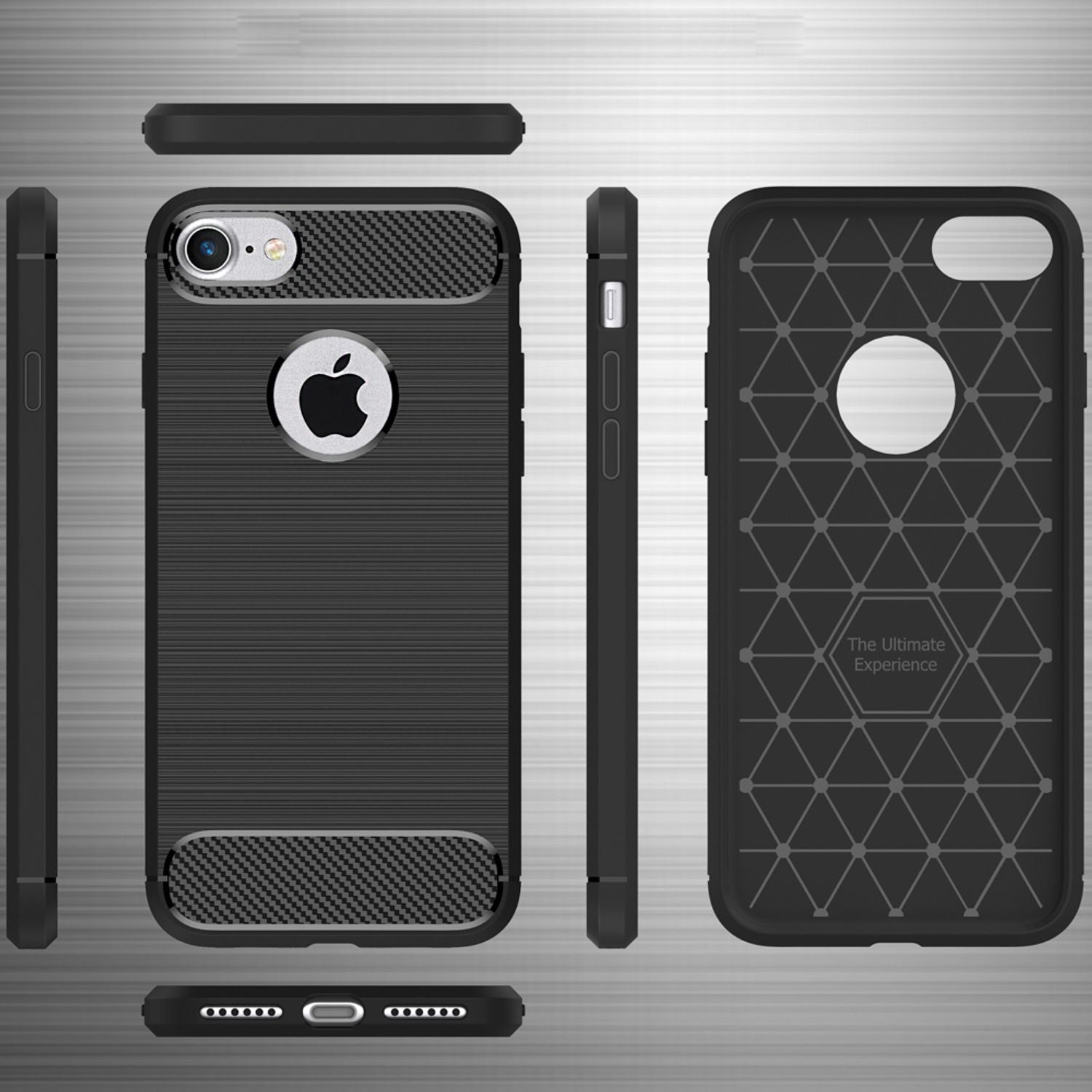 NALIA Handyhülle für Apple iPhone 7 Hülle, Karbon Optik Stylische Handyhülle Schwarz NALIA Protective Hülle