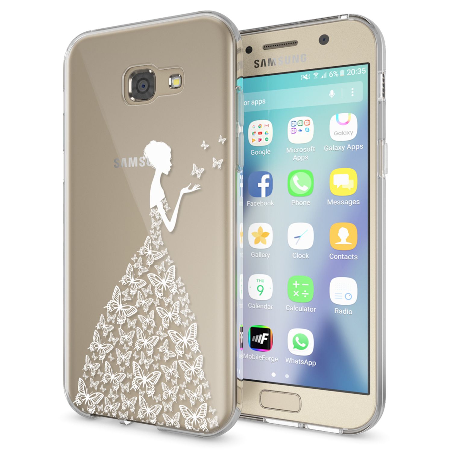 Samsung Galaxy A5 2017 Hülle Handyhülle von NALIA, Slim Silikon Motiv Case Cover Butterfly Princess NALIA