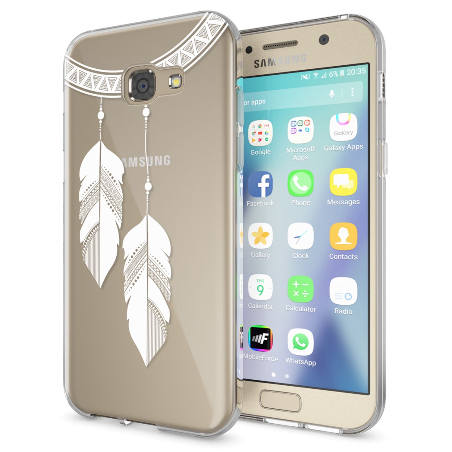 Samsung Galaxy A5 2017 Hülle Handyhülle von NALIA, Slim Silikon Motiv Case Cover Chain Feathers NALIA