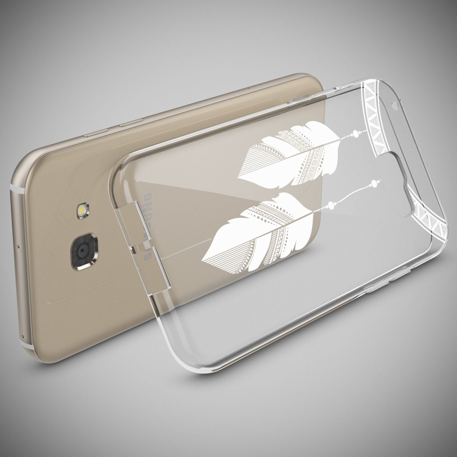 Samsung Galaxy A5 2017 Hülle Handyhülle von NALIA, Slim Silikon Motiv Case Cover Chain Feathers NALIA