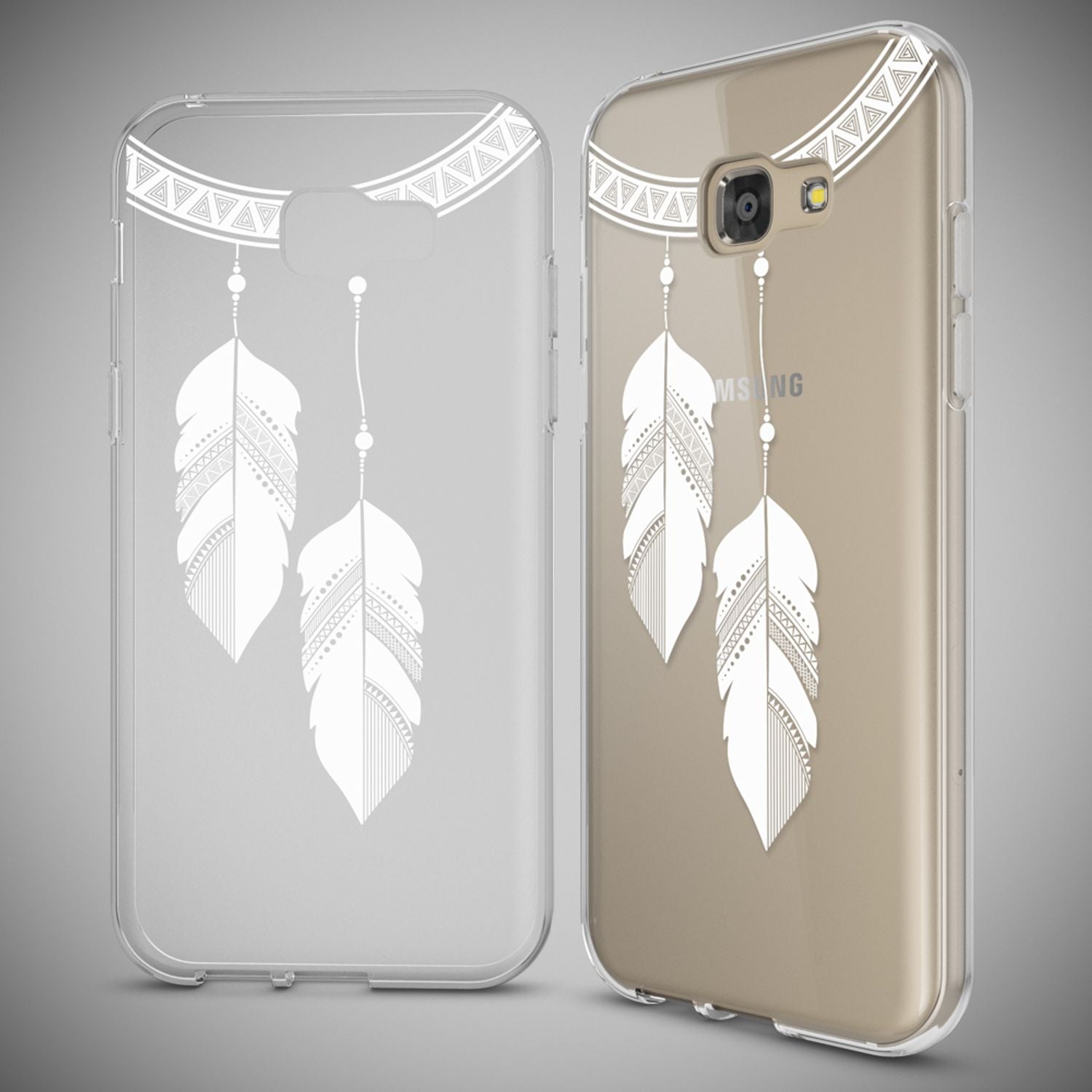 Samsung Galaxy A5 2017 Hülle Handyhülle von NALIA, Slim Silikon Motiv Case Cover Chain Feathers NALIA