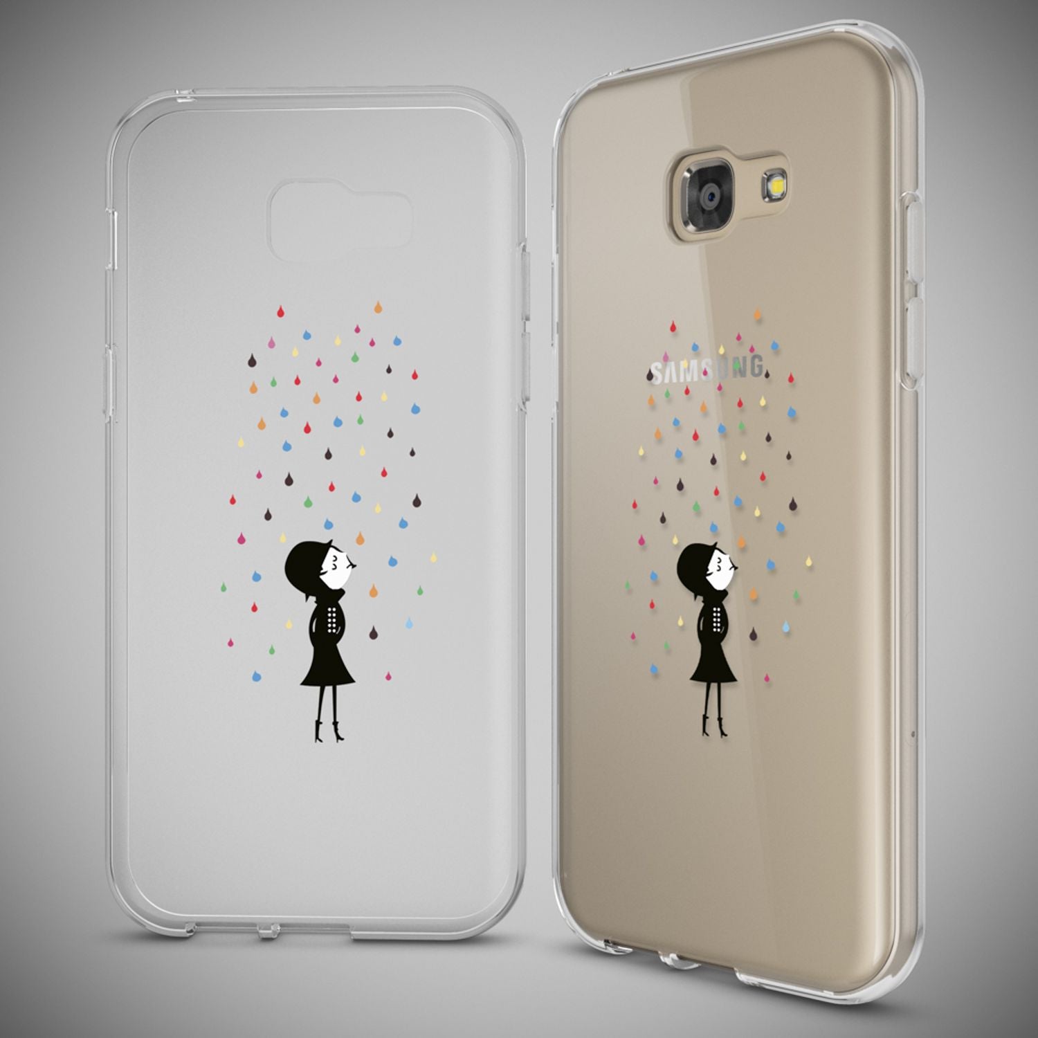 Samsung Galaxy A5 2017 Hülle Handyhülle von NALIA, Slim Silikon Motiv Case Cover Colorful Rain NALIA