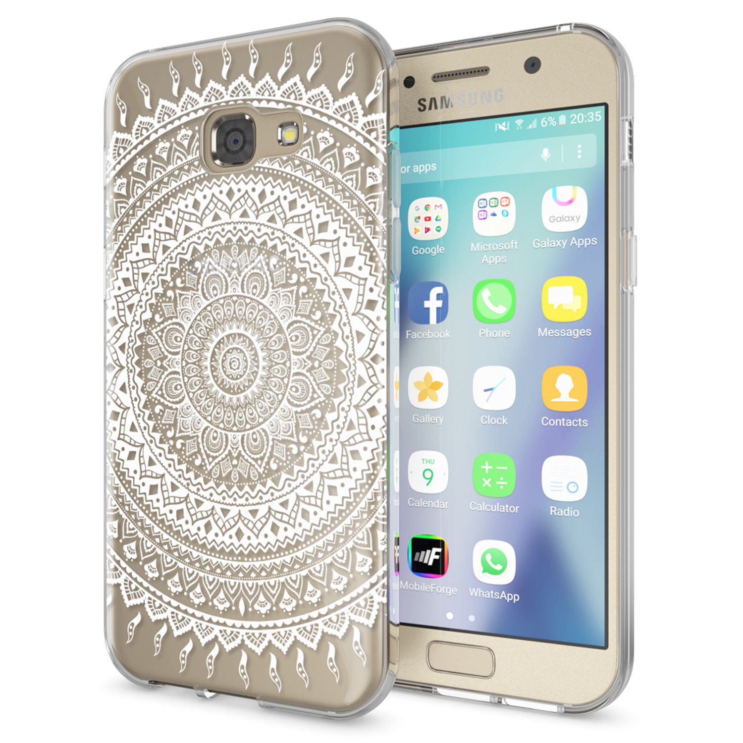 Samsung Galaxy A5 2017 Hülle Handyhülle von NALIA, Slim Silikon Motiv Case Cover Mandala Weiß NALIA