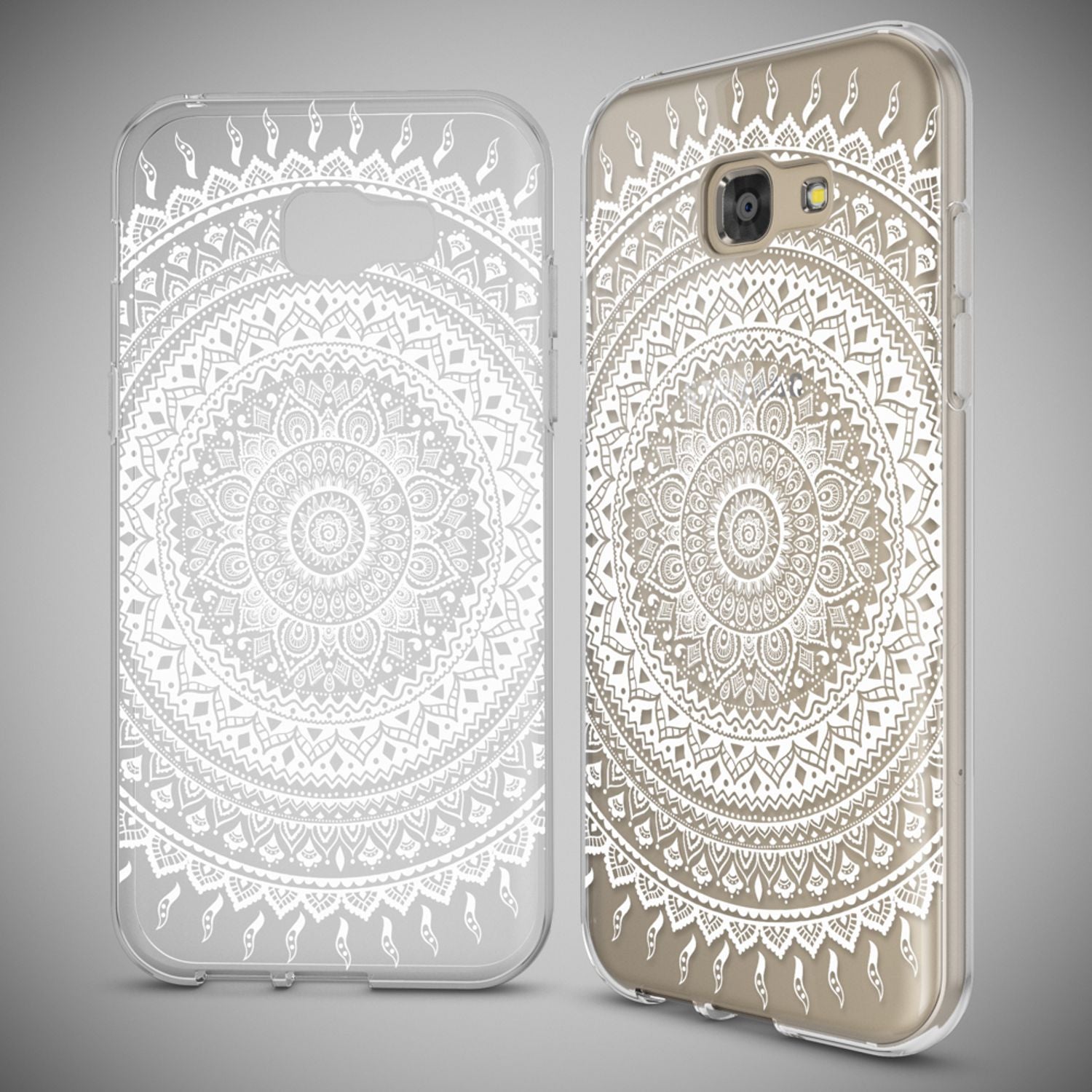 Samsung Galaxy A5 2017 Hülle Handyhülle von NALIA, Slim Silikon Motiv Case Cover Mandala Weiß NALIA